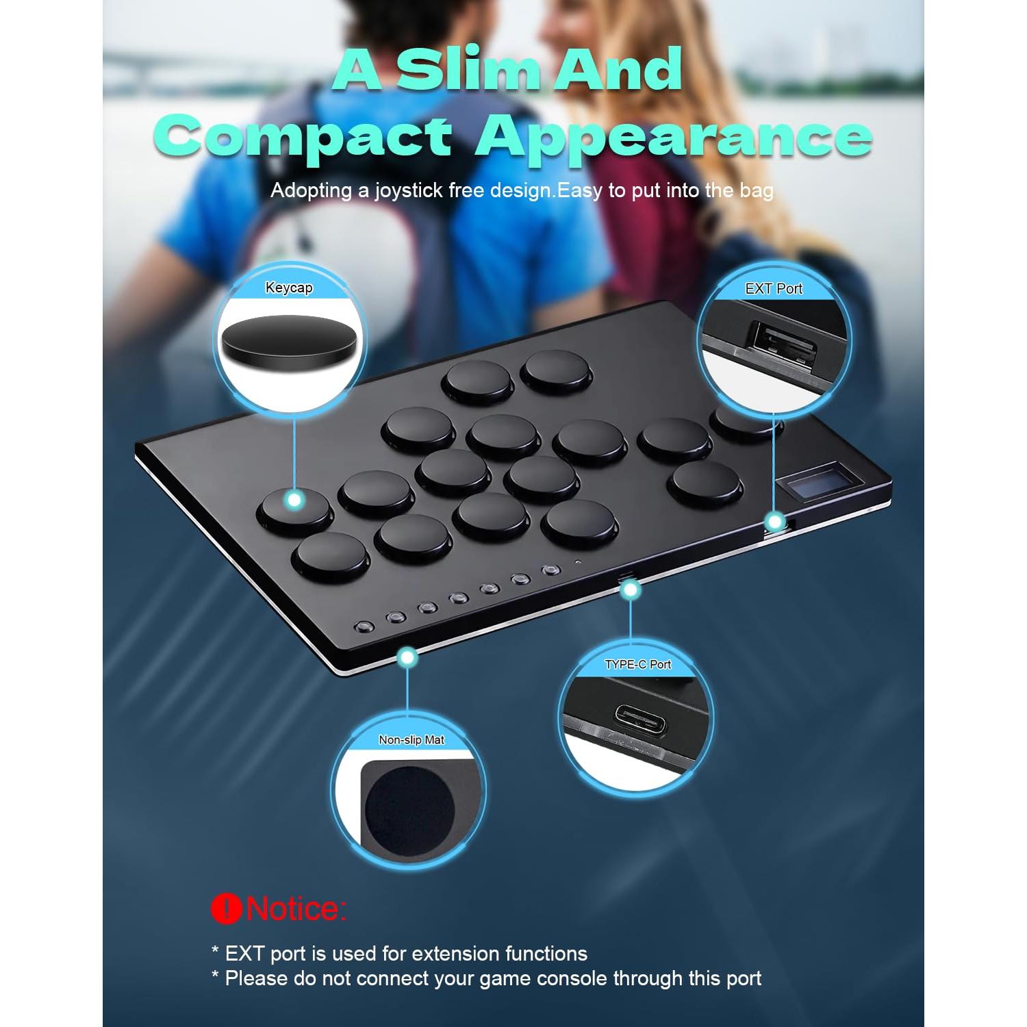 Controlador Arcade JZW-Shop M16 Metal RGB Turbo PS4 PC