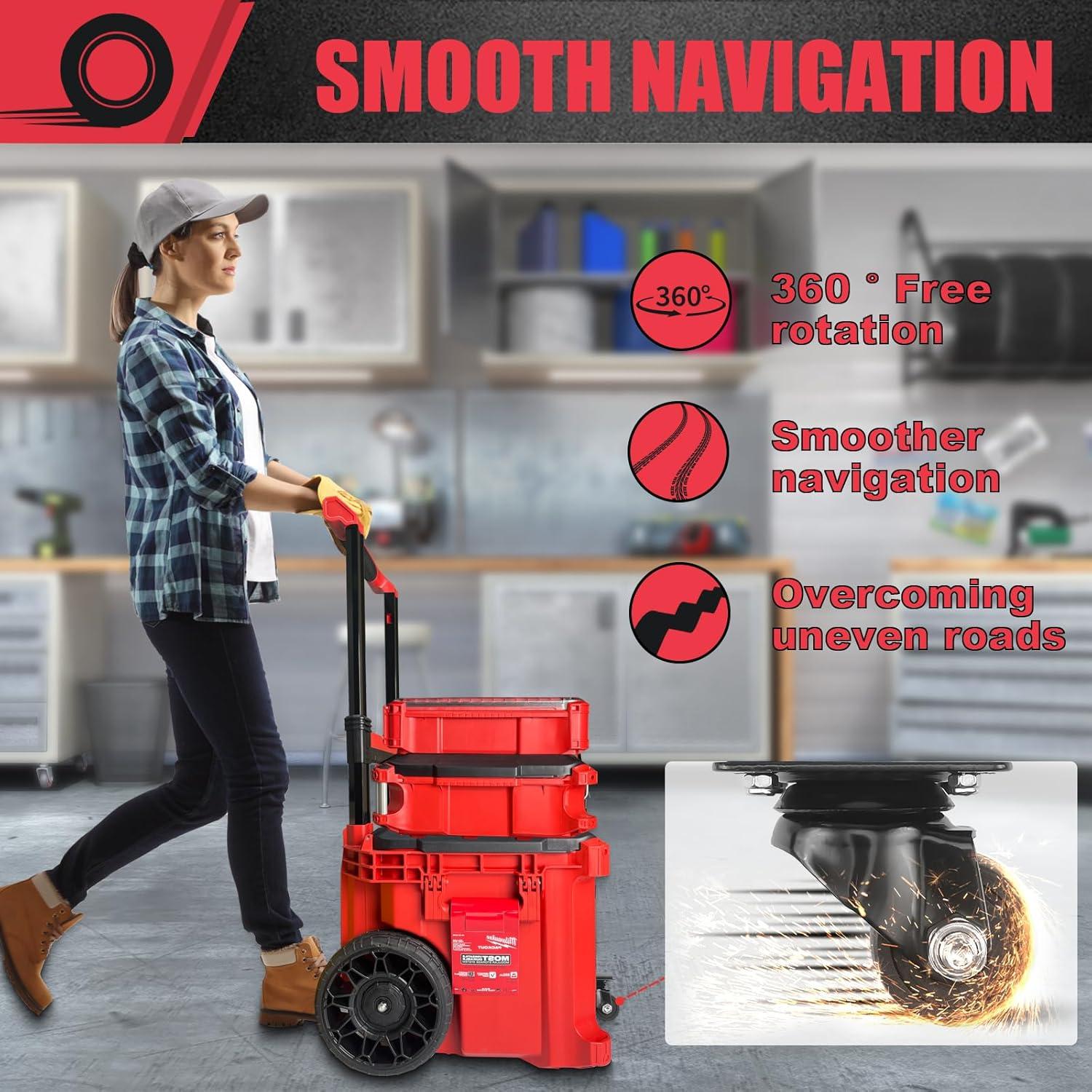 Ruedas Caster Milwaukee Packout 90.72 kg Acero Mejoradas