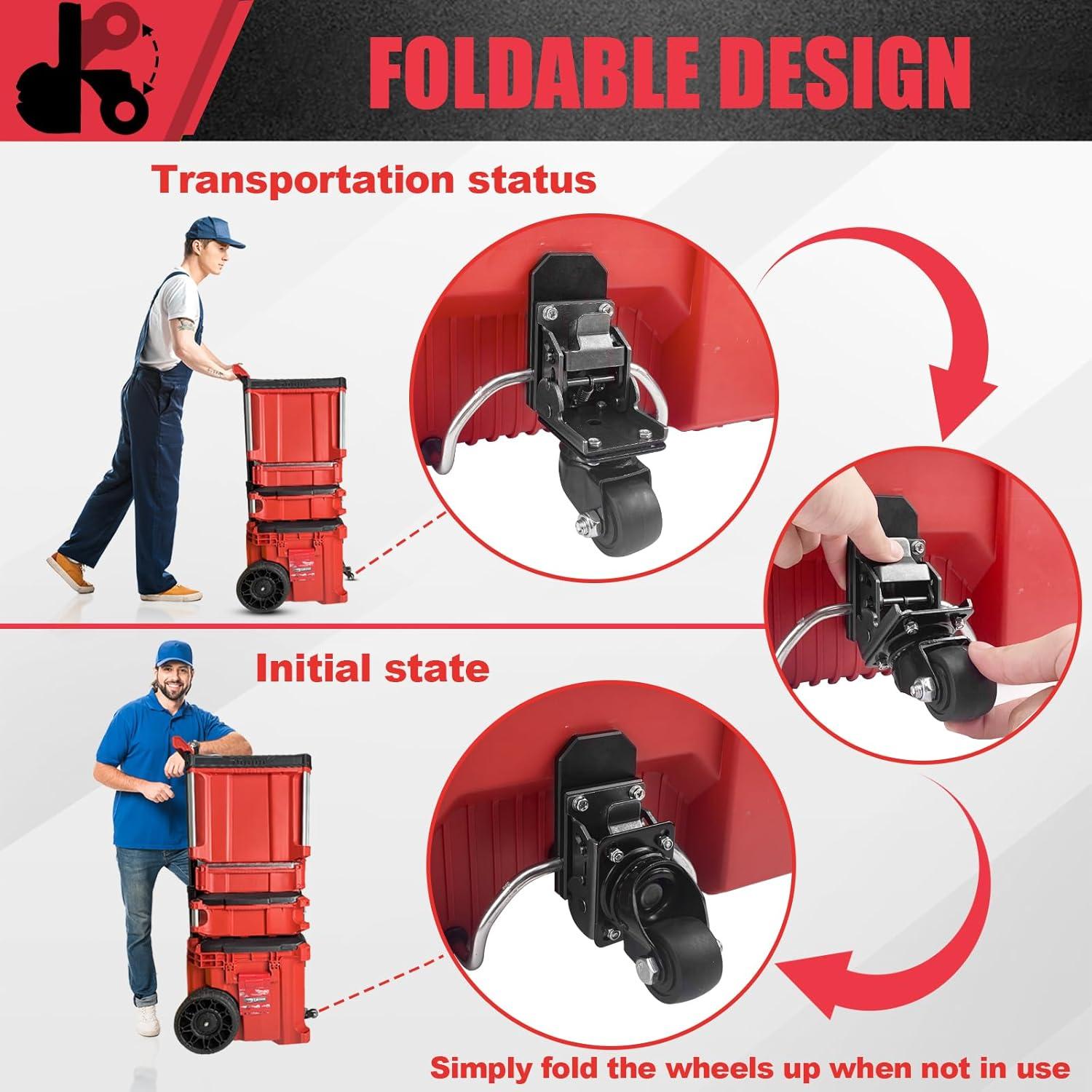 Ruedas Caster Milwaukee Packout 90.72 kg Acero Mejoradas