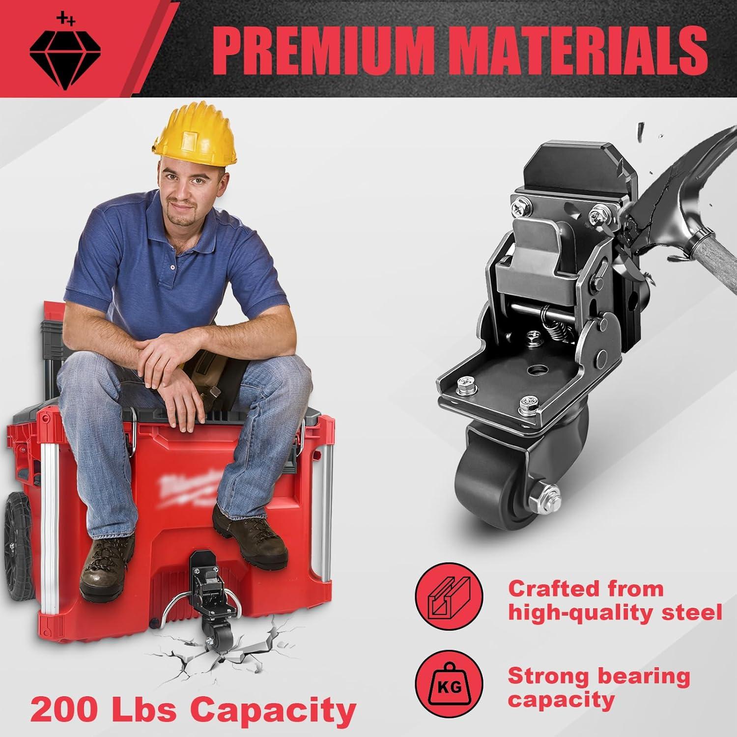 Ruedas Caster Milwaukee Packout 90.72 kg Acero Mejoradas