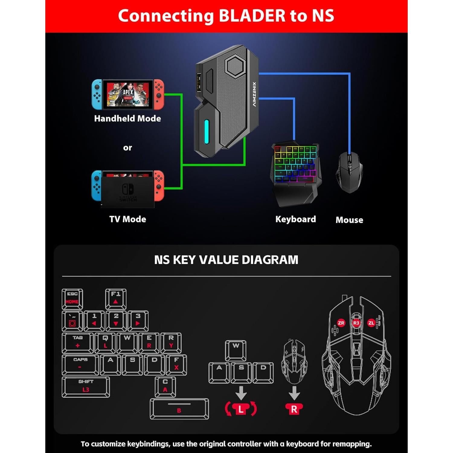 Adaptador Teclado y Ratón AIMZENIX BLADER - Conectar y Jugar