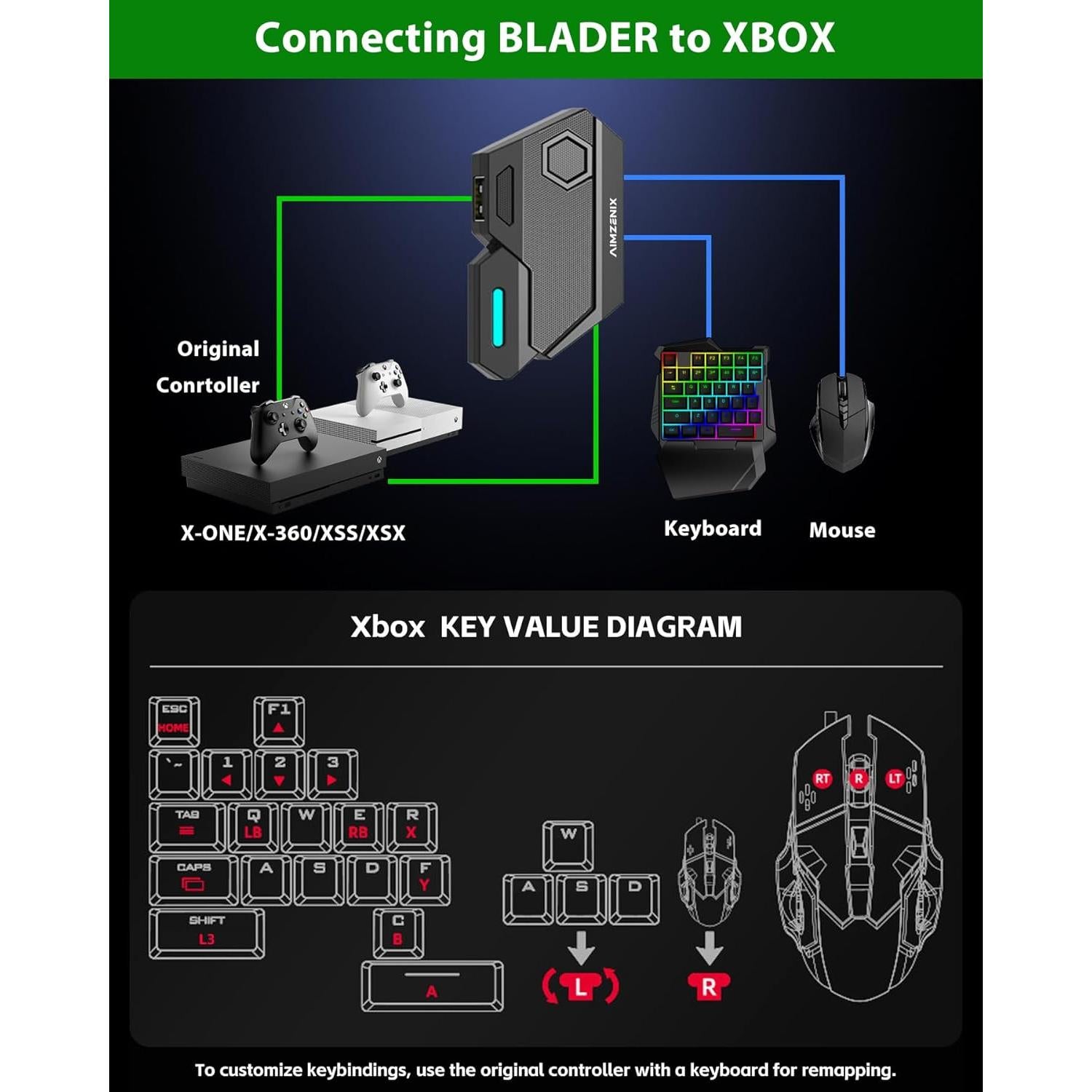 Adaptador Teclado y Ratón AIMZENIX BLADER - Conectar y Jugar