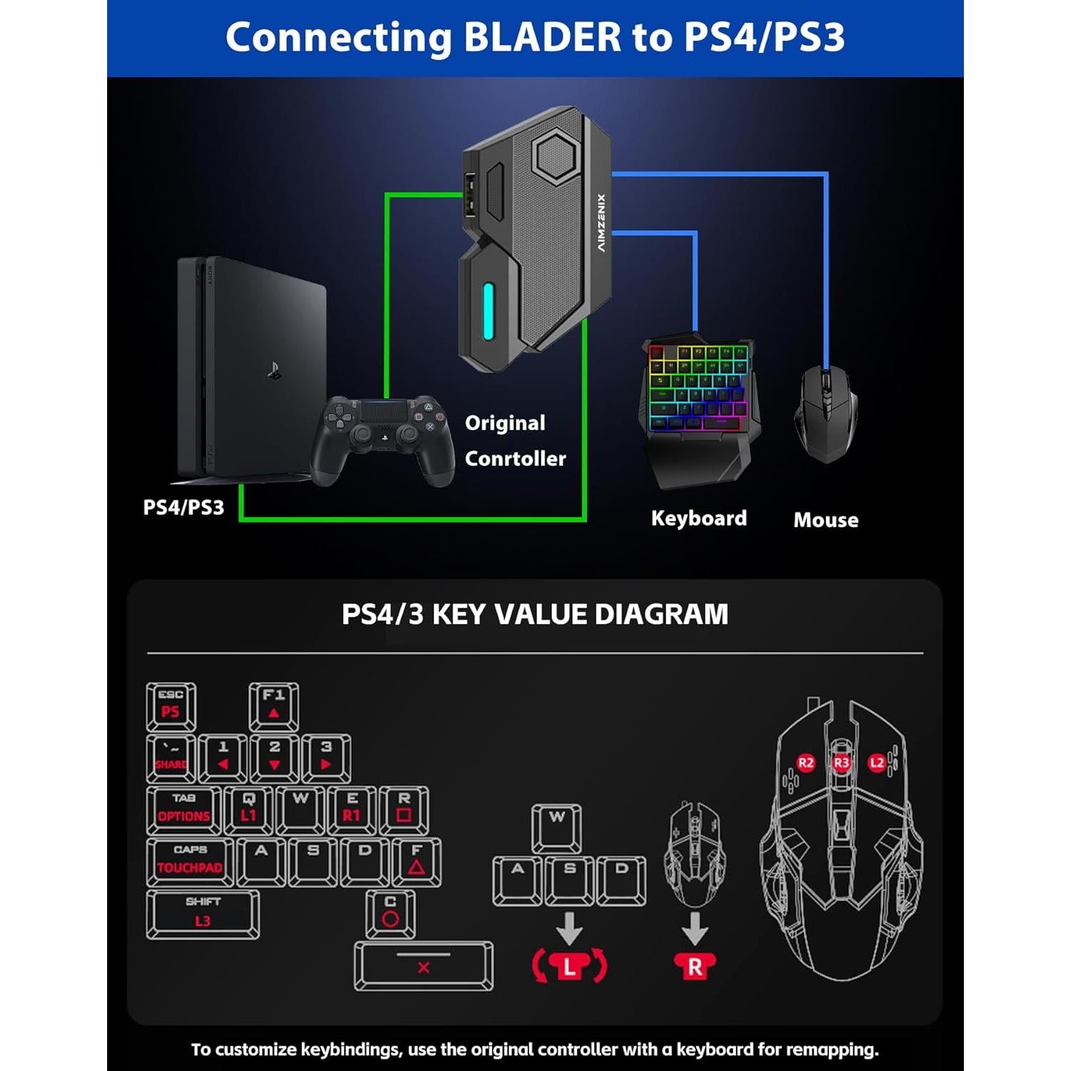 Adaptador Teclado y Ratón AIMZENIX BLADER - Conectar y Jugar