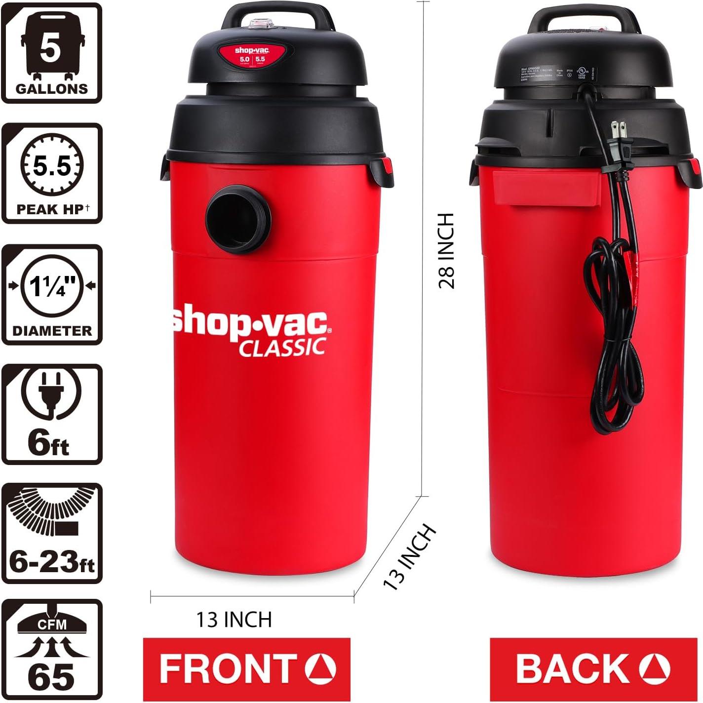 Aspiradora Shop-Vac 5 Galones 5.5 HP Húmeda/Seca Compacta