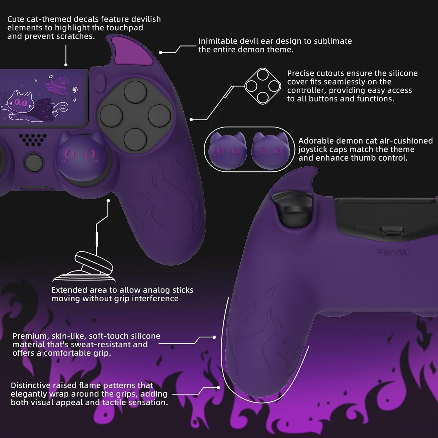 Funda Silicona Antideslizante PlayVital para Controlador PS4 - Morado