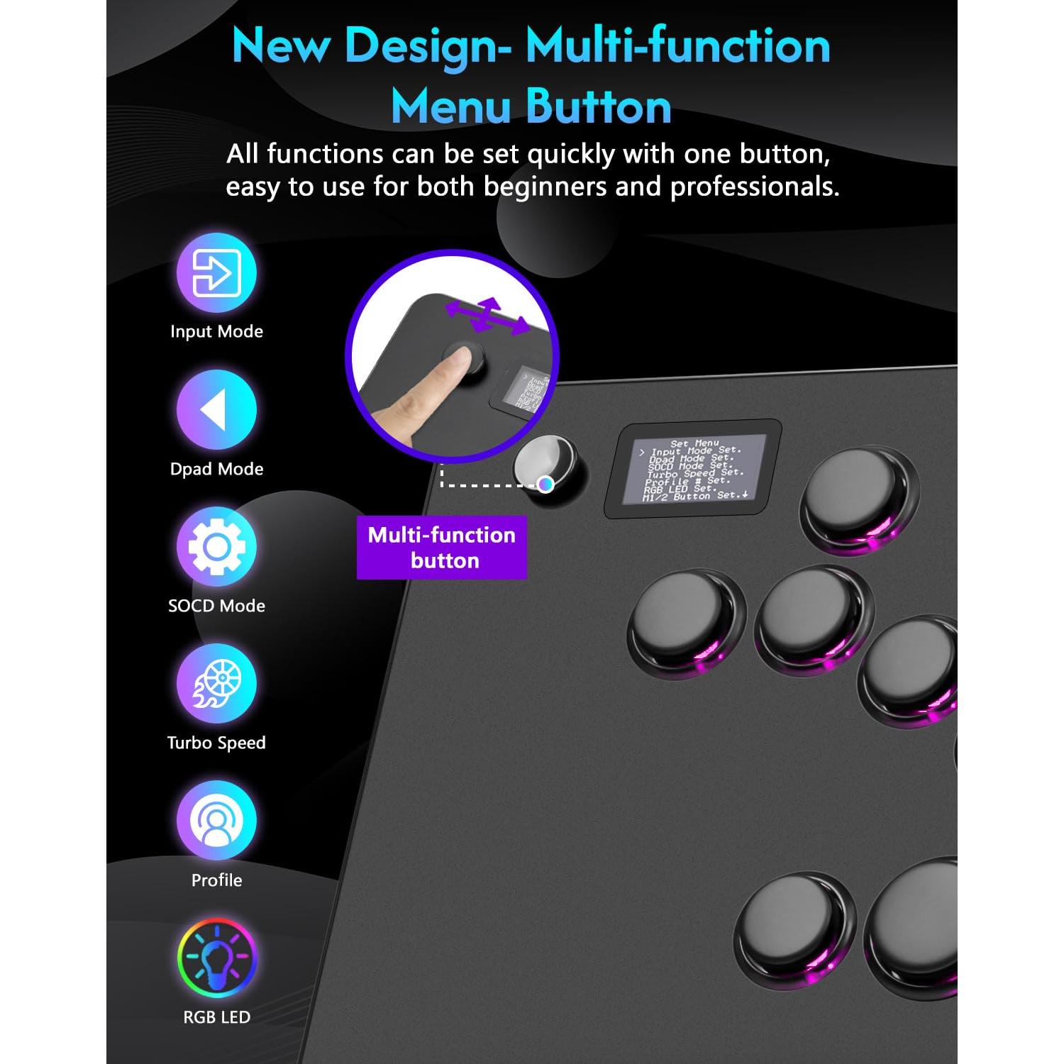 Controlador de Arcade GuileKeys GF-16 con RGB y Turbo