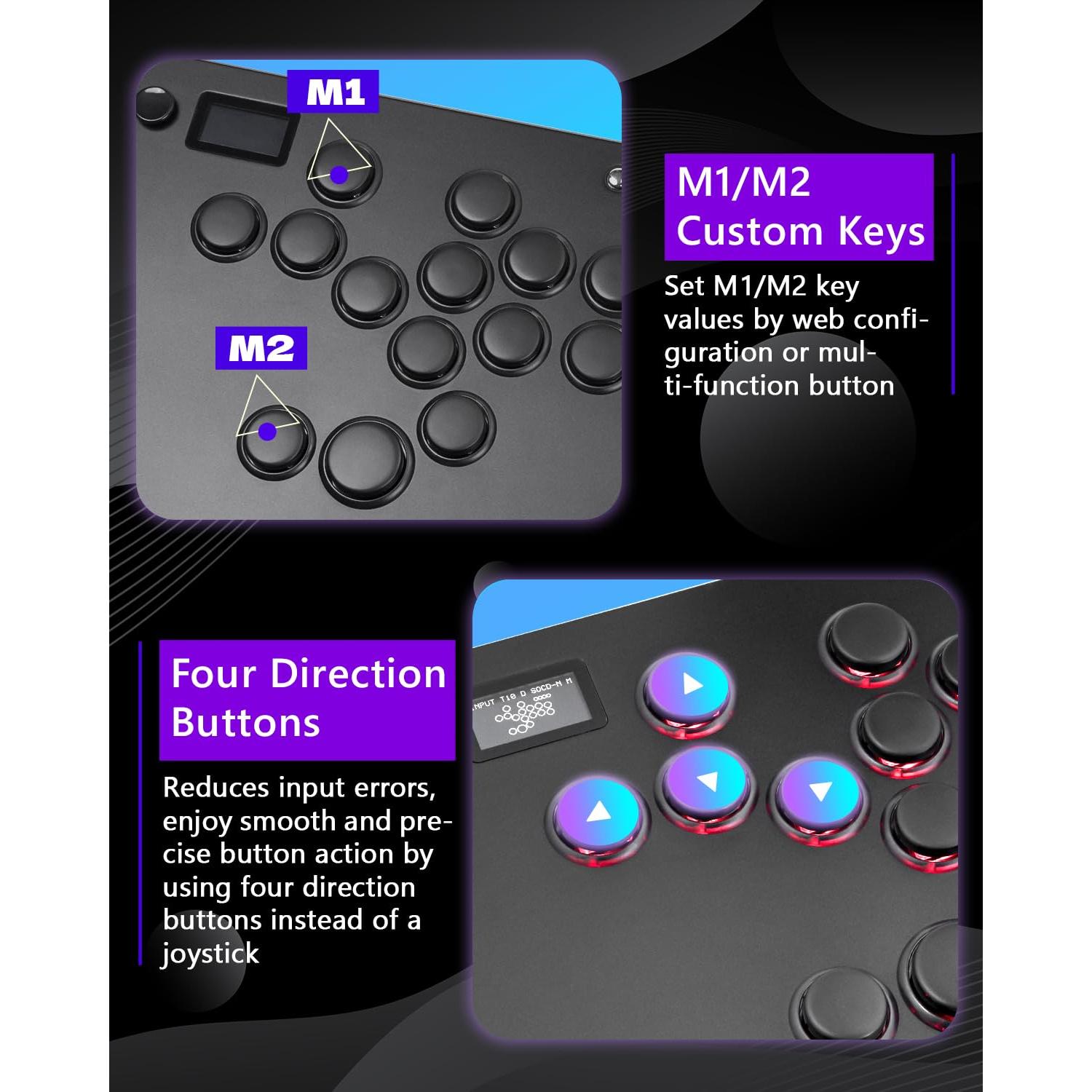 Controlador de Arcade GuileKeys GF-16 con RGB y Turbo