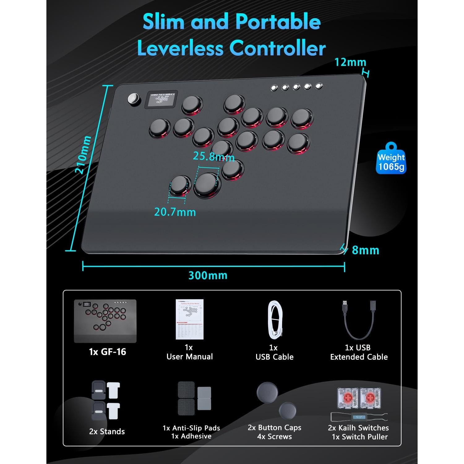 Controlador de Arcade GuileKeys GF-16 con RGB y Turbo