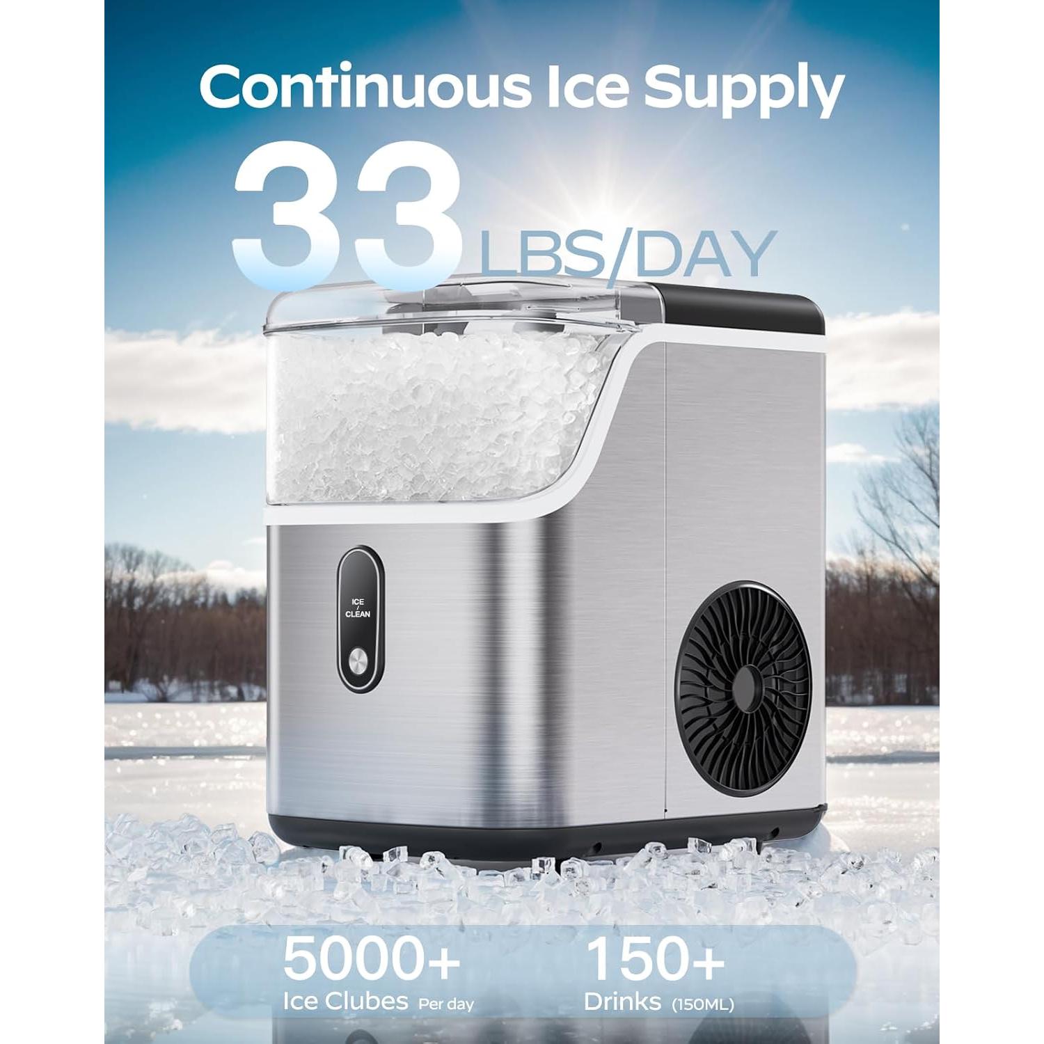 Máquina de Hielo de Nuggets Totnz 15 kg Acero Inoxidable