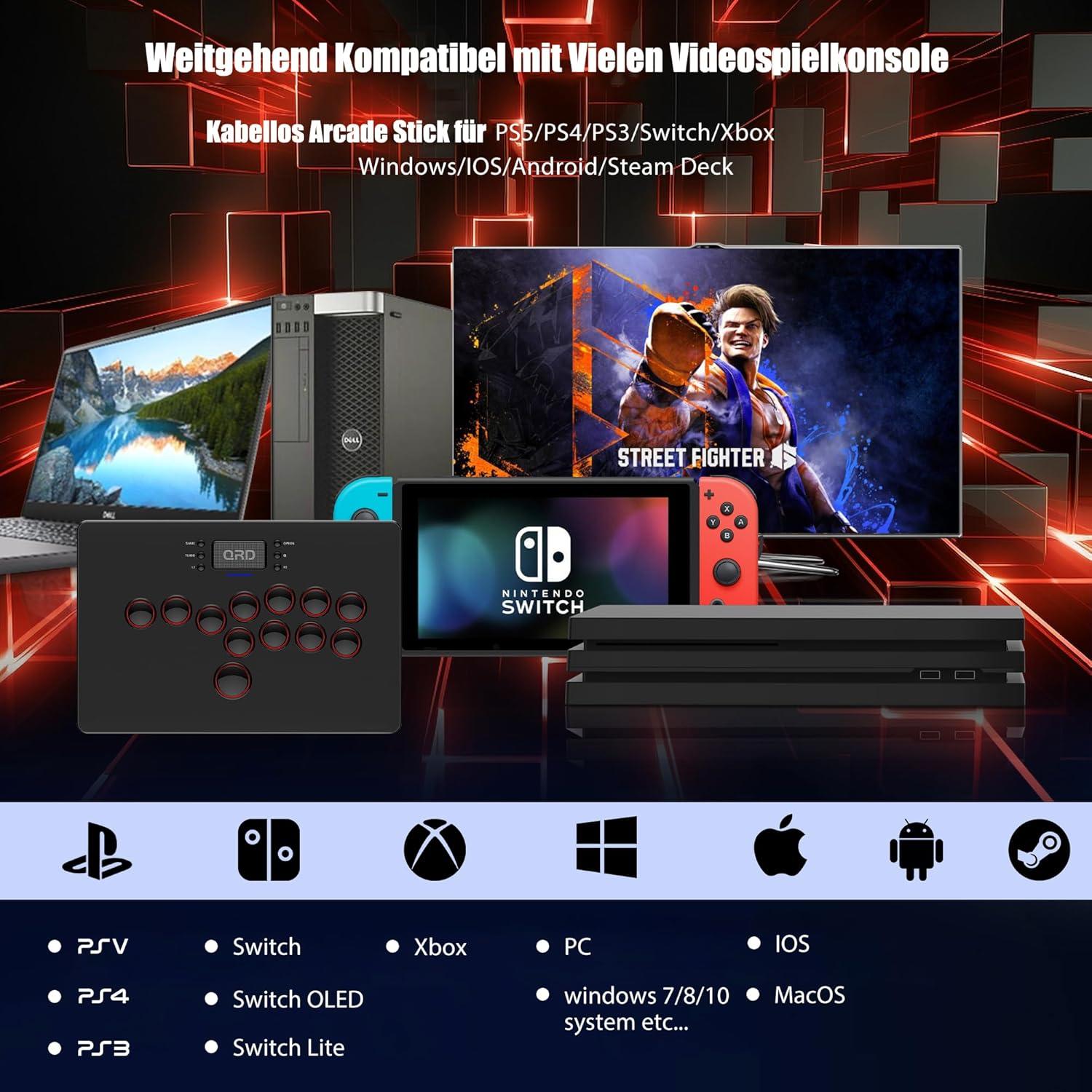 Controlador Arcade Inalámbrico QRD Maestro S3 para Consolas