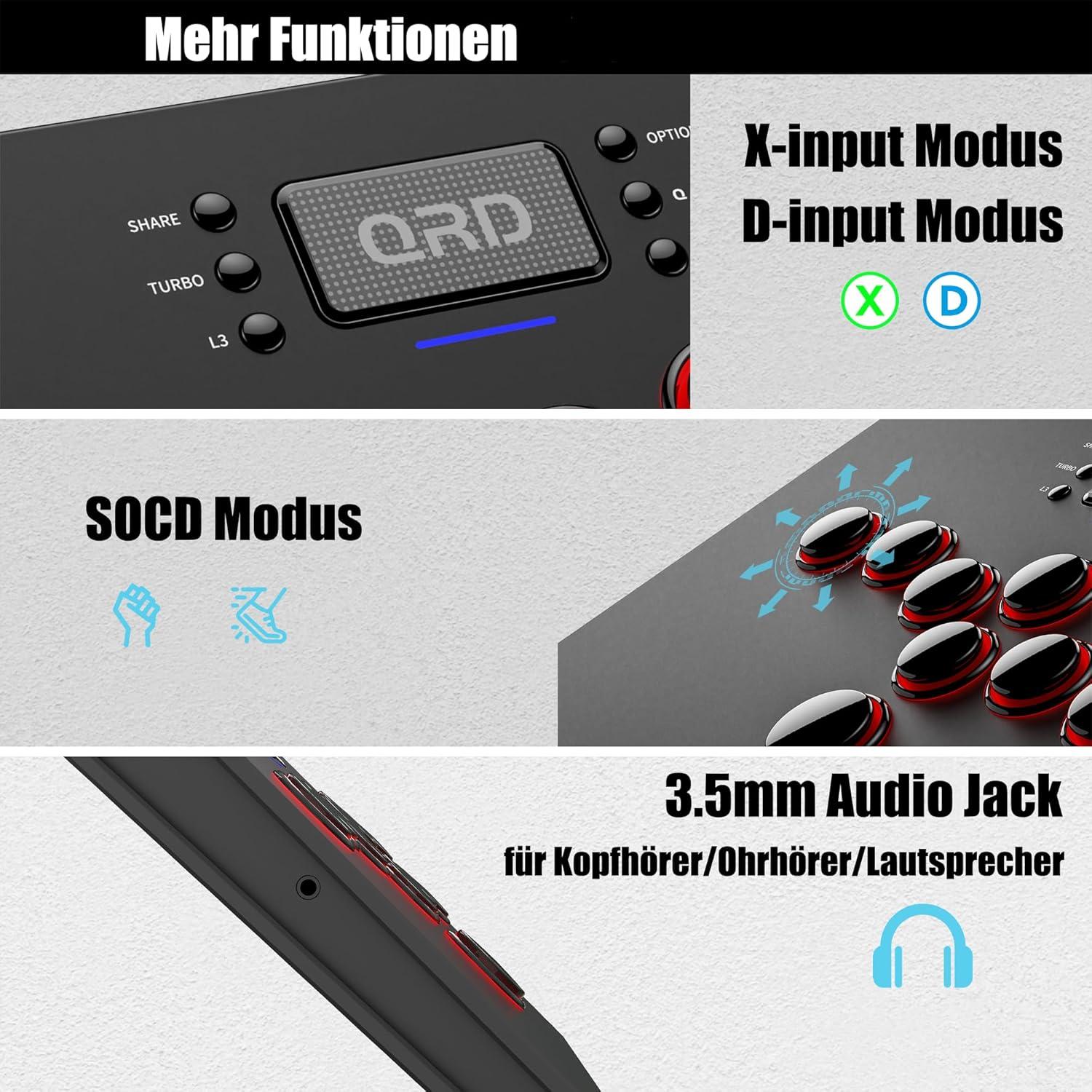 Controlador Arcade Inalámbrico QRD Maestro S3 para Consolas