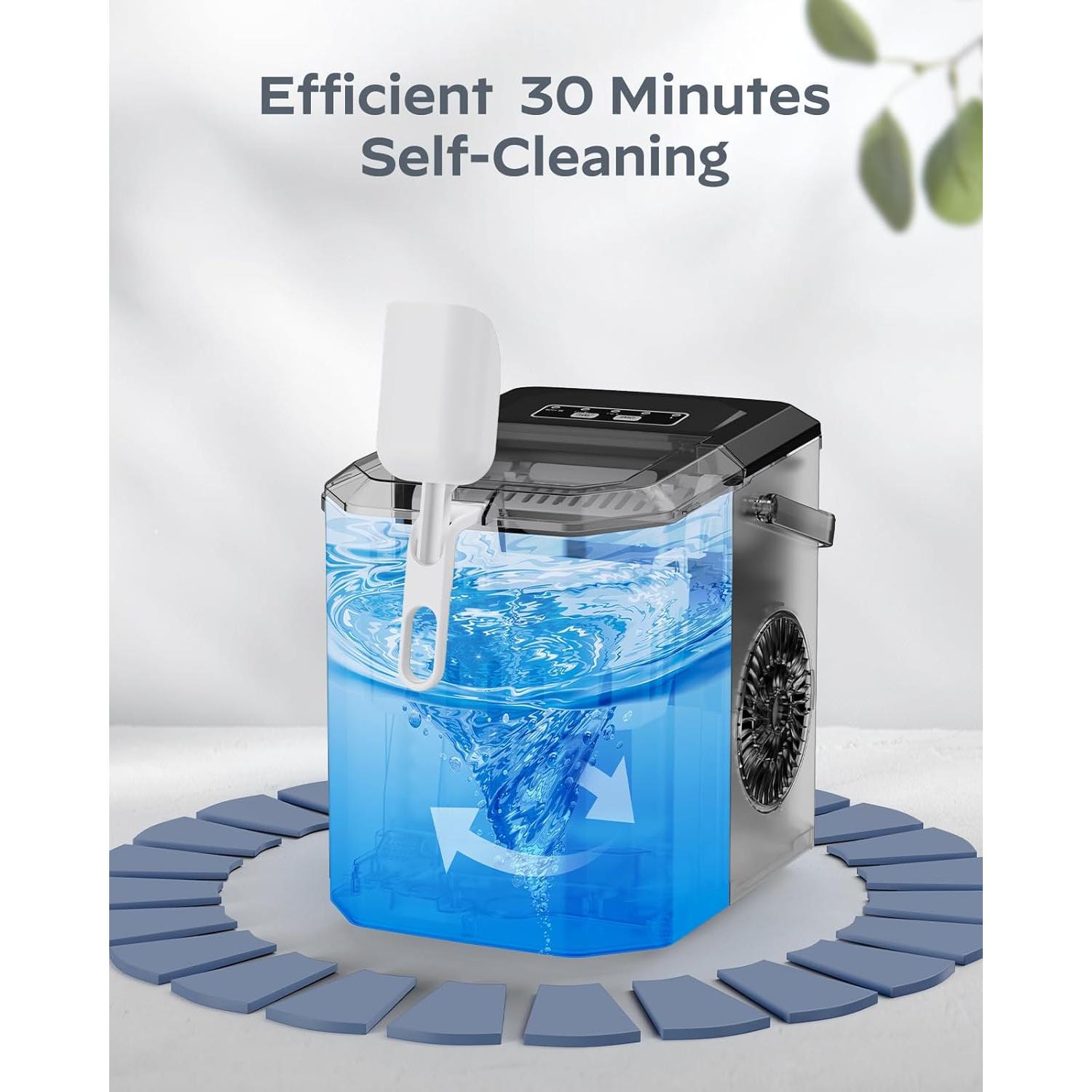 Máquina de Hielo Silonn Portátil Acero Inoxidable 26 lbs/día