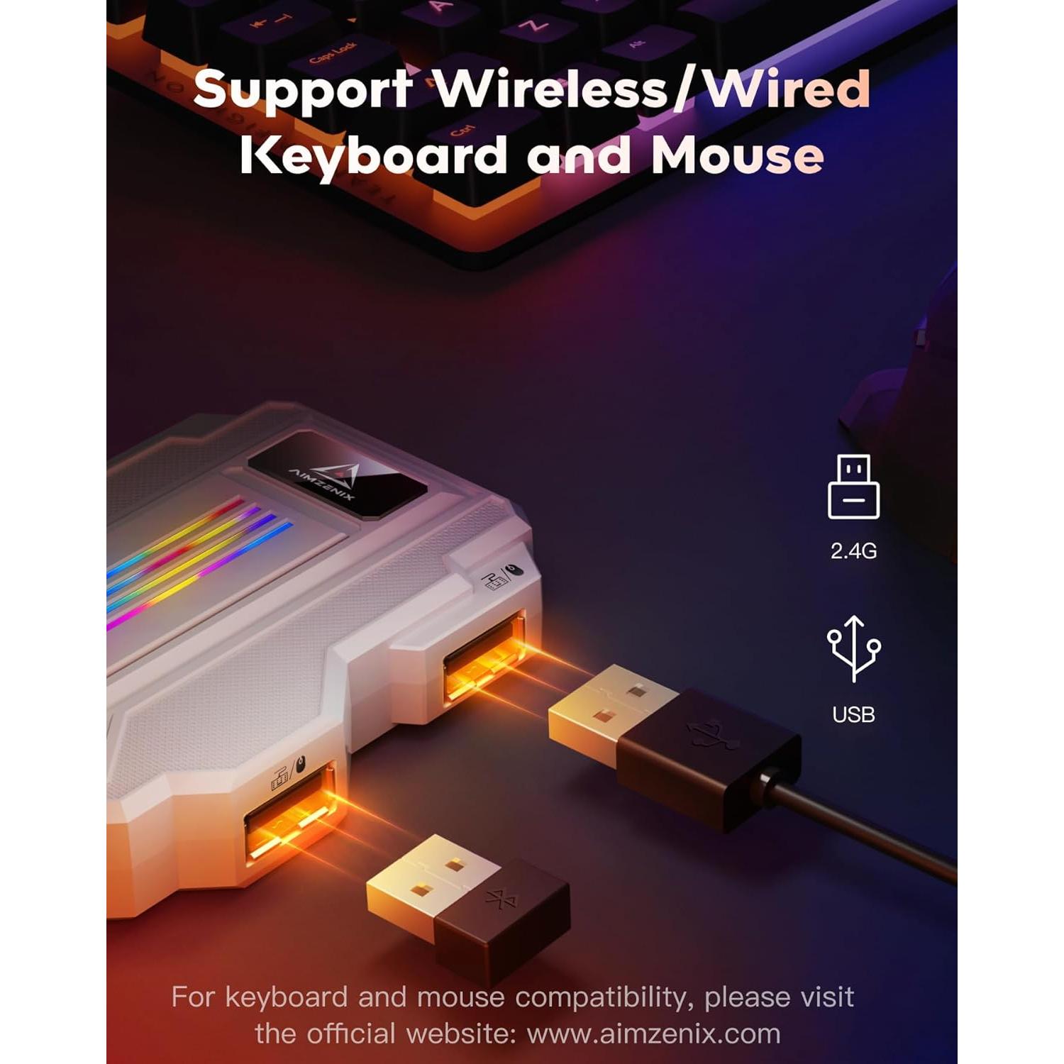 Adaptador de Teclado y Ratón AIMZENIX Striker Pro - Compatible PS4, Xbox, Switch