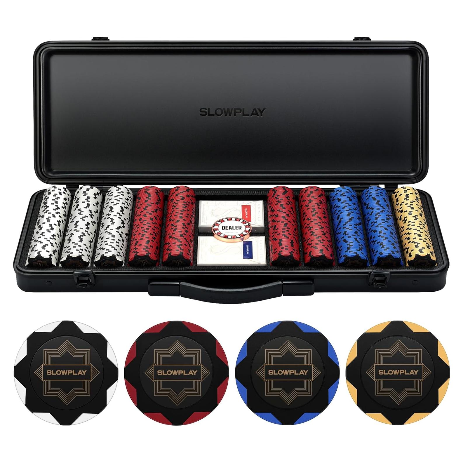 Fichas de Póker SLOWPLAY 500 PCS Art Deco 14g Estuche Duradero