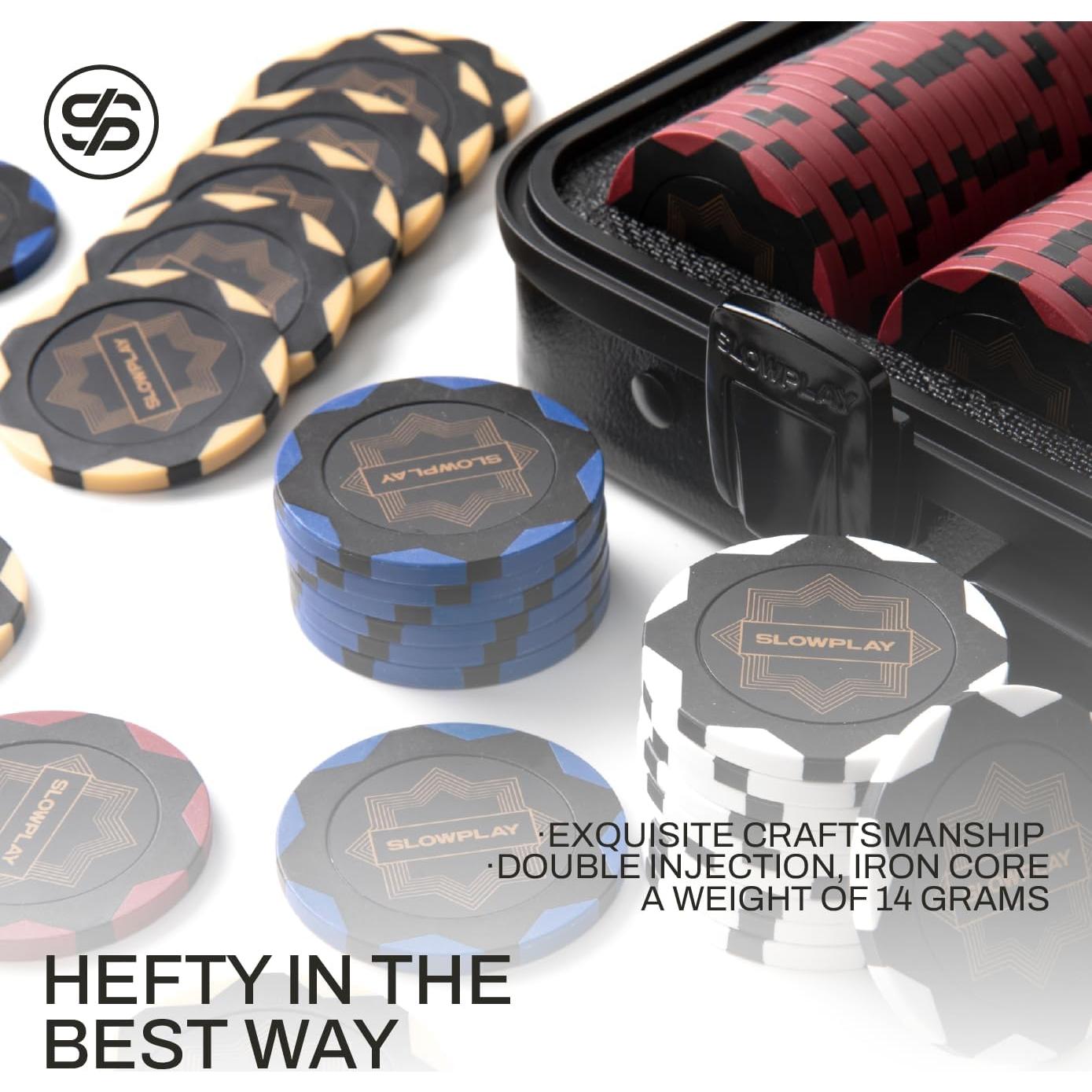Fichas de Póker SLOWPLAY 500 PCS Art Deco 14g Estuche Duradero