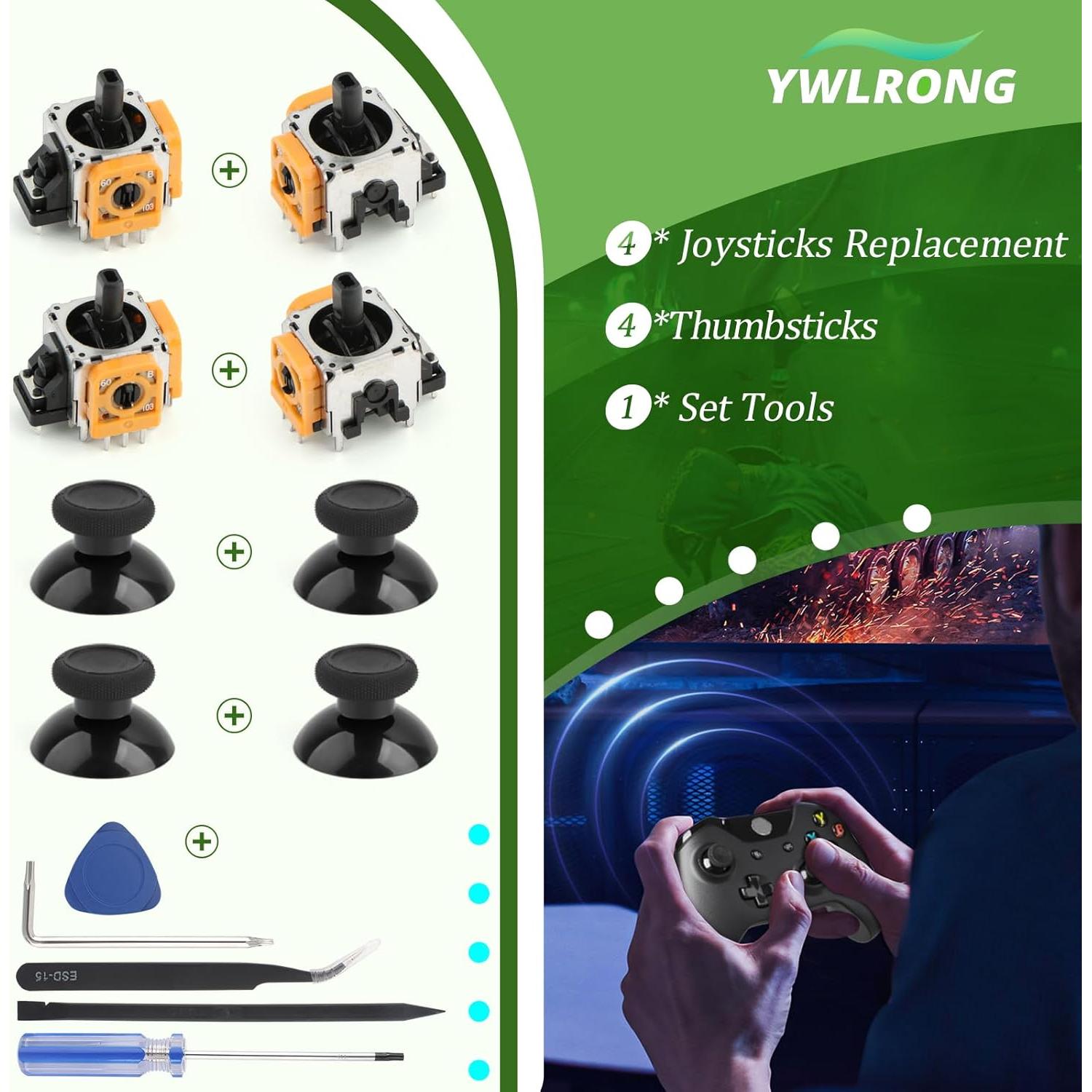 Reemplazo Joystick Xbox One S/X YWLRONG 4 Piezas Naranja