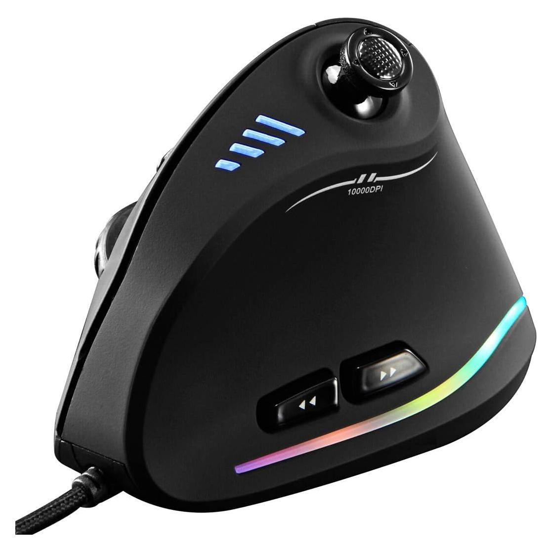 ZLOT Vertical Gaming Mouse,Wired RGB Ergonomic USB Joystick Programmable Laser Gaming Mice,6+1 Design,11 Buttons,1000 Hz Max Polling Rate,10000 Max DPI,Upgraded Version for Computer Gamers,Black
