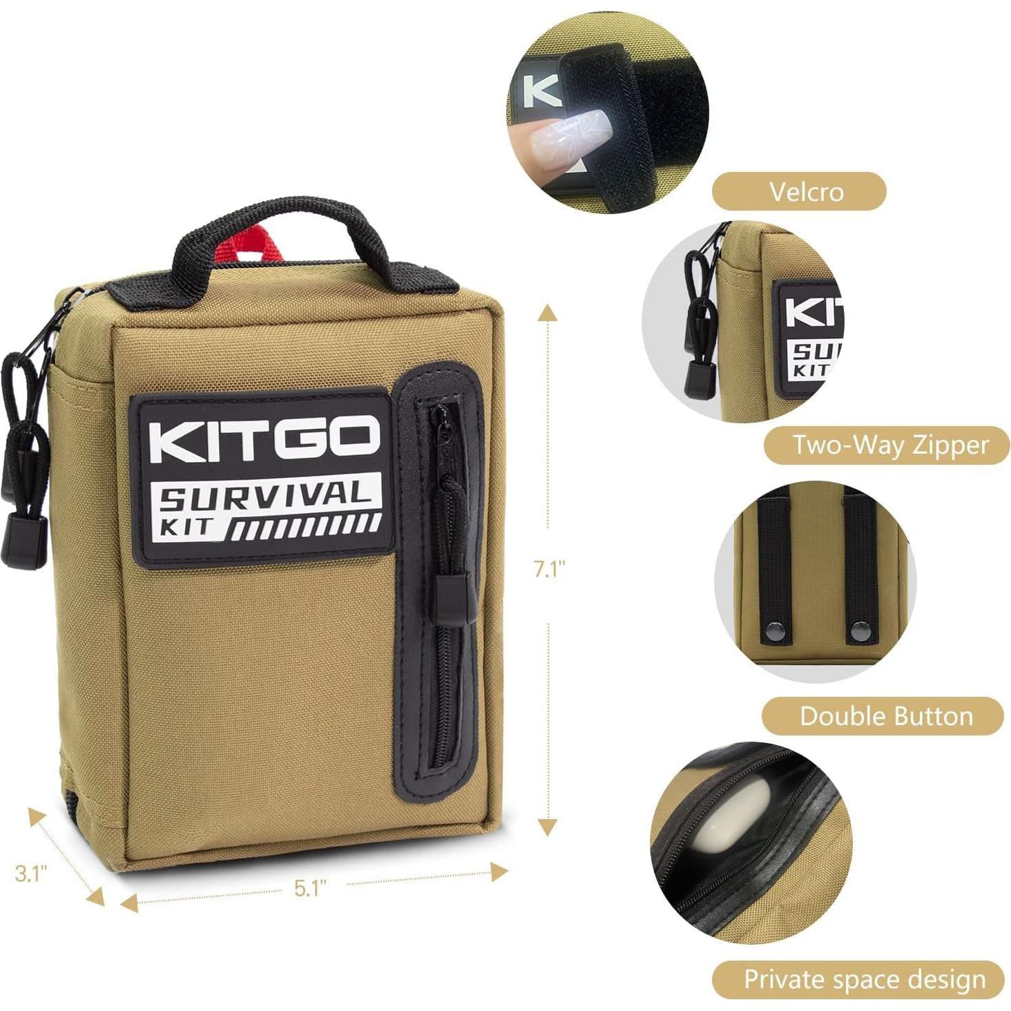 Kitgo Kit de Supervivencia 101 Piezas Mochila Táctica Caqui