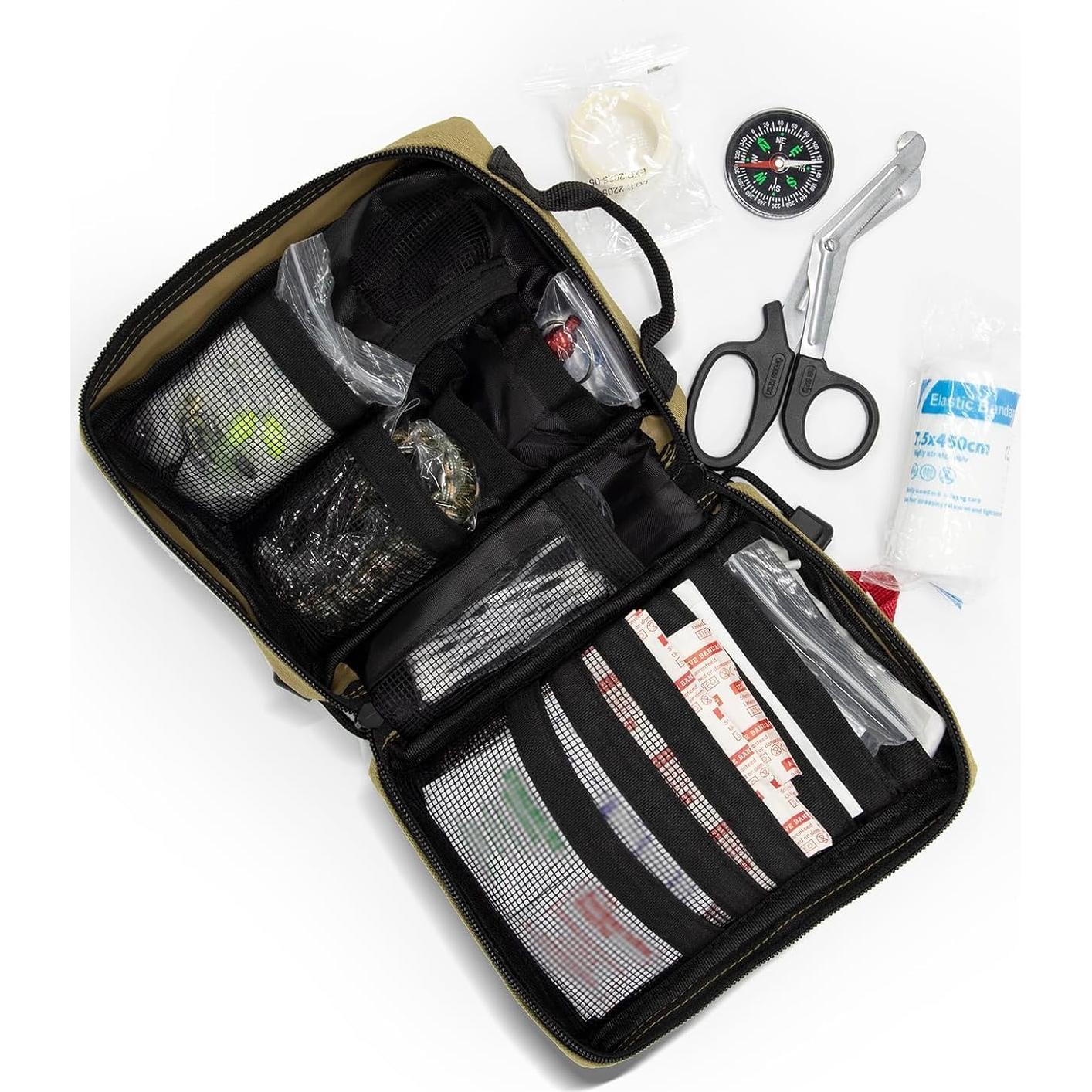 Kitgo Kit de Supervivencia 101 Piezas Mochila Táctica Caqui