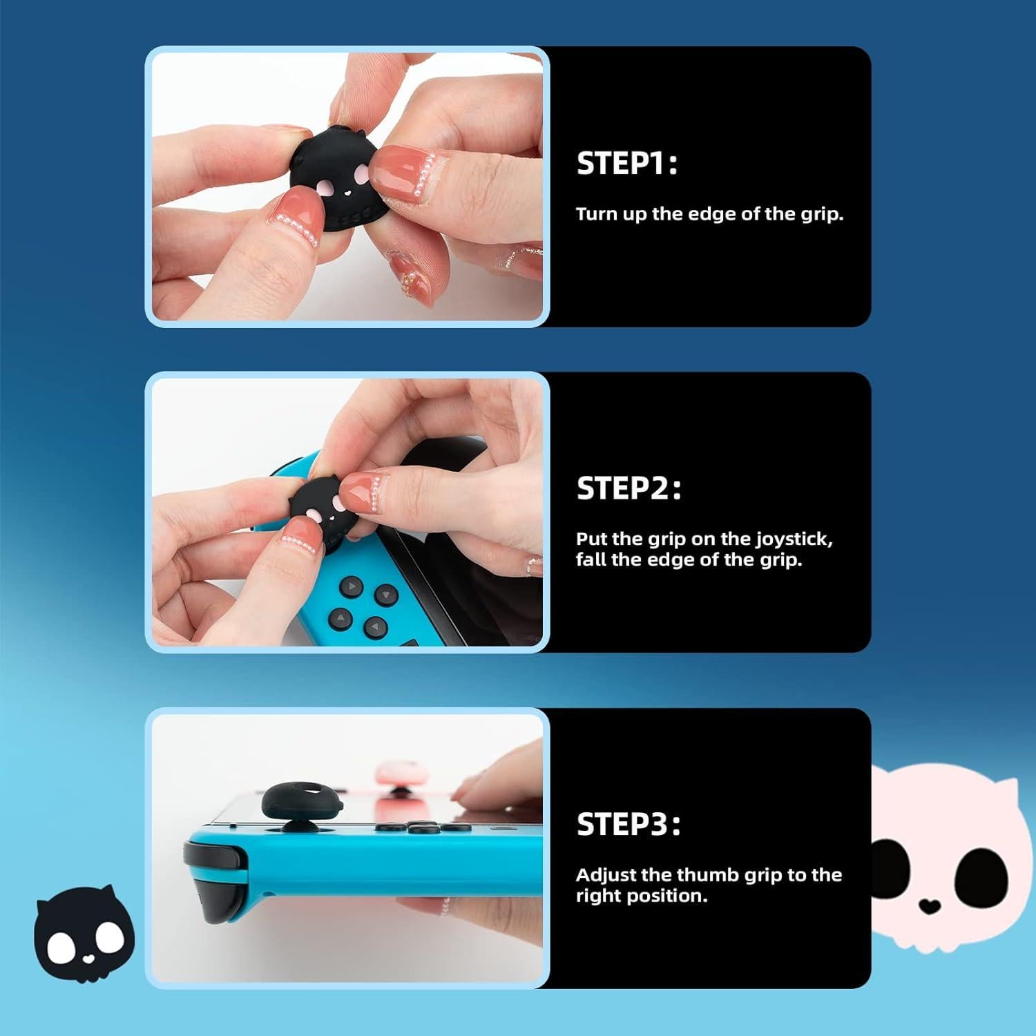 Tapas de Pulgar GeekShare Calavera para Nintendo Switch 4PCS