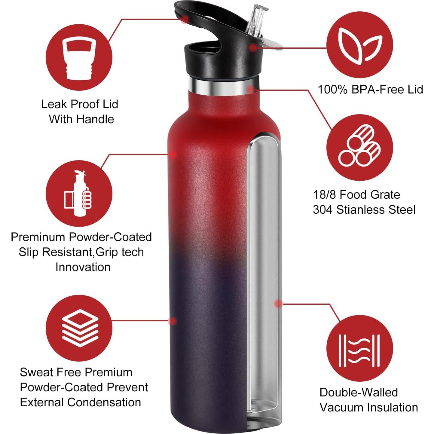 Botellas de Agua Neihepal 2 Piezas 680ml Acero Inoxidable