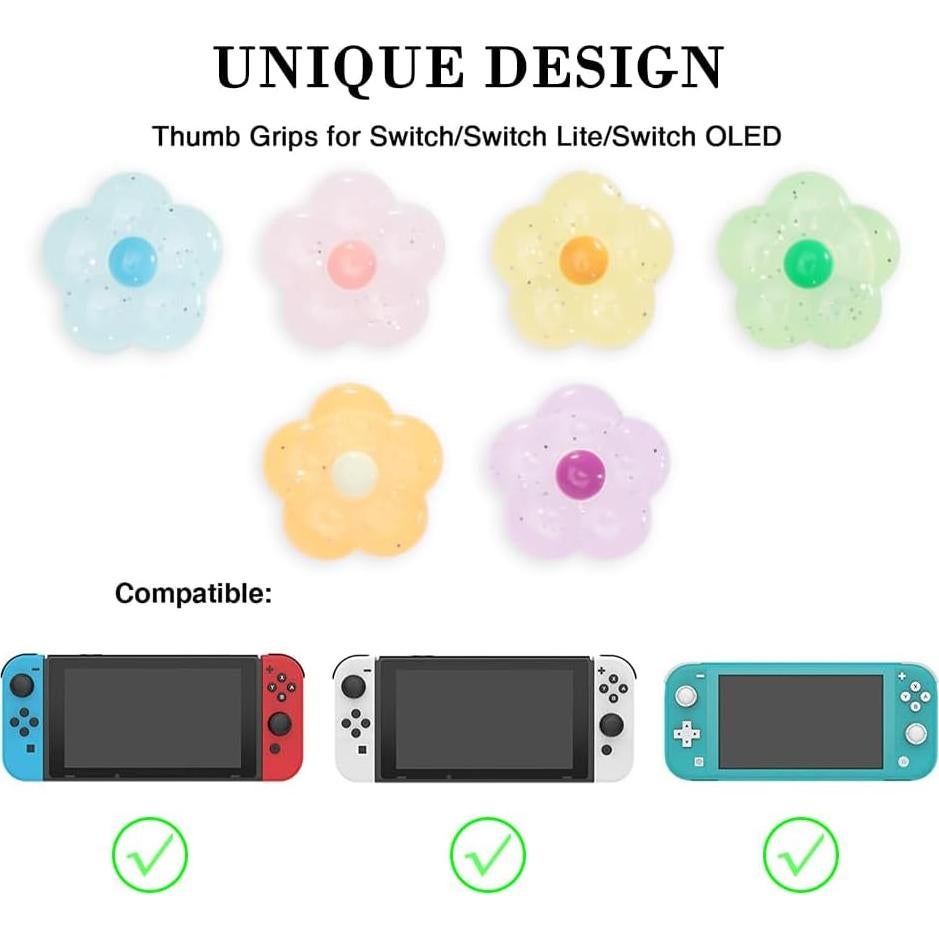 Tapones de Pulgar PERFECTSIGHT Flor Brillante para Switch 6PCS