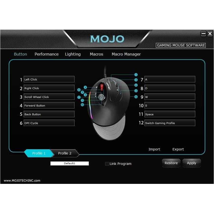 Ratón Vertical Ergonómico MOJO-HOME 10000 DPI Silencioso