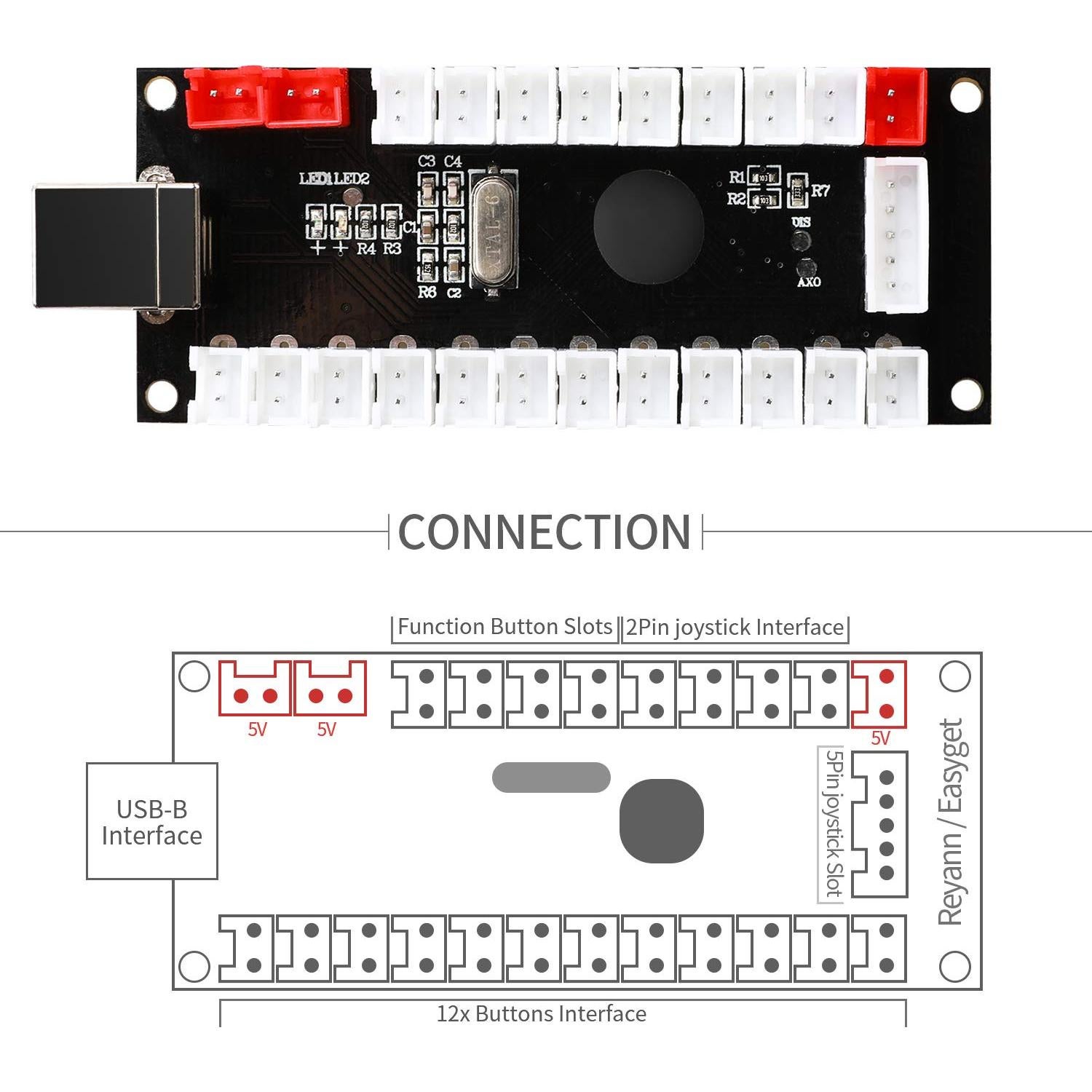 Controlador USB Guwarry para 2 Jugadores - Arcade DIY 5V