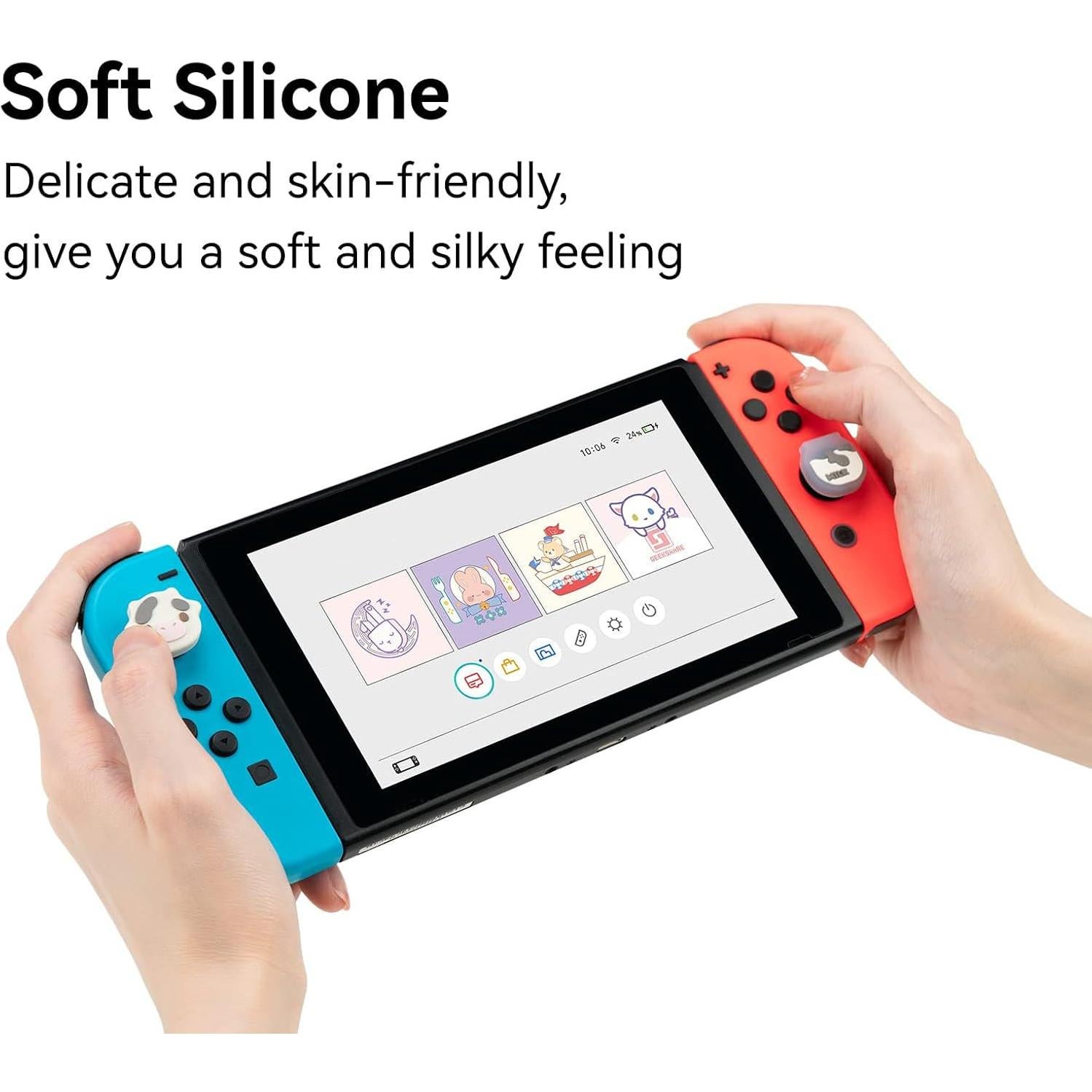 GeekShare Tapones Silicona Joy Con Vaca Lechera 4PCS