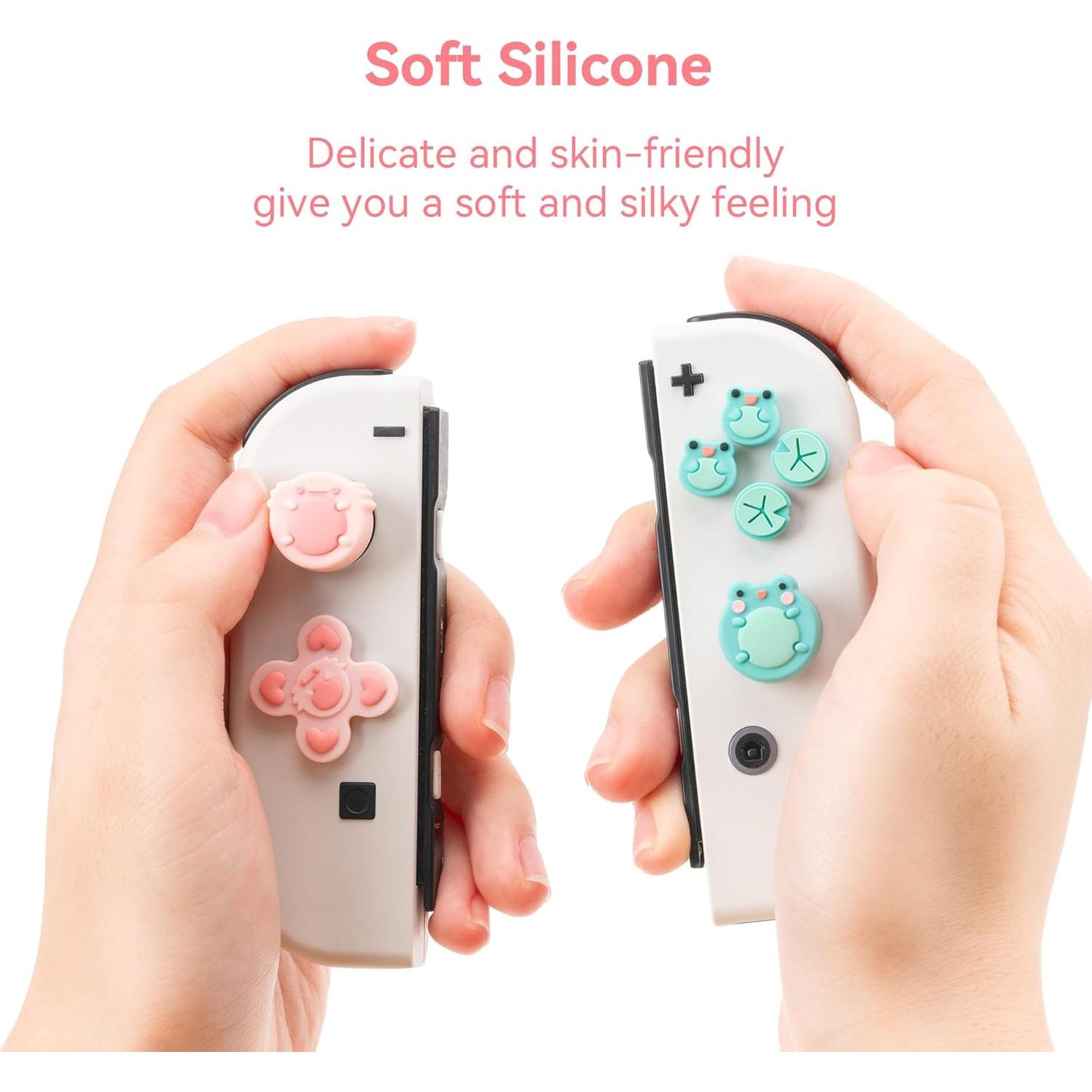 Conjunto de Tapas de Botones GeekShare para Switch - Rana y Axolote