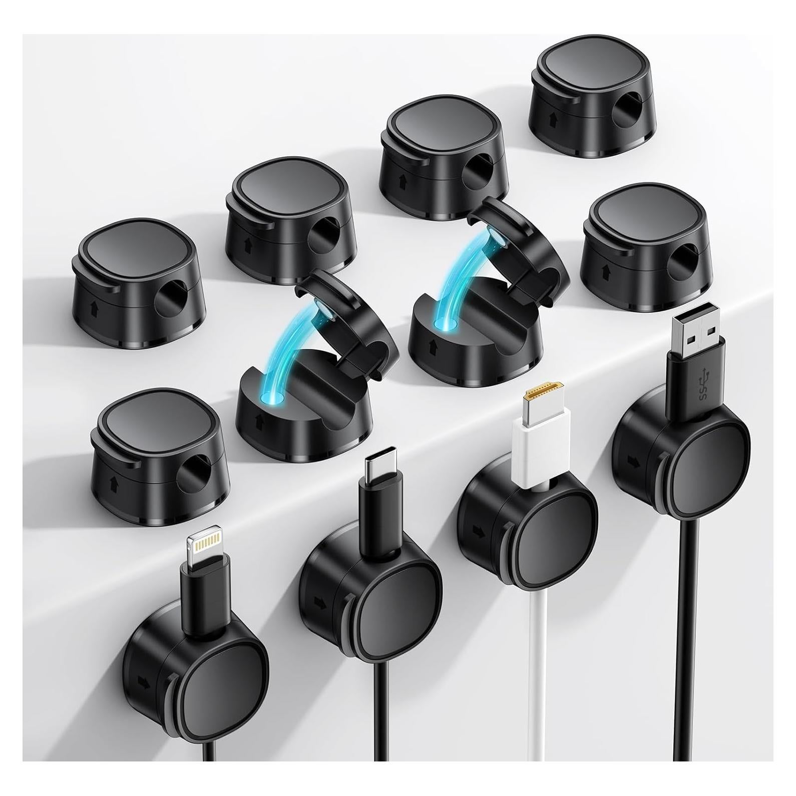 Clip Magnético Organizador de Cables FlyCoco 12 Piezas Negro