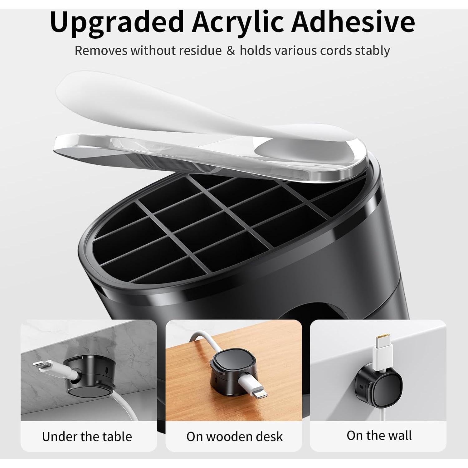 Clip Magnético Organizador de Cables FlyCoco 12 Piezas Negro