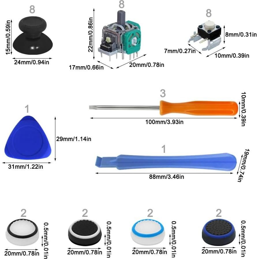 Kit de Reemplazo de 37 Piezas lyfLux para Joysticks Xbox