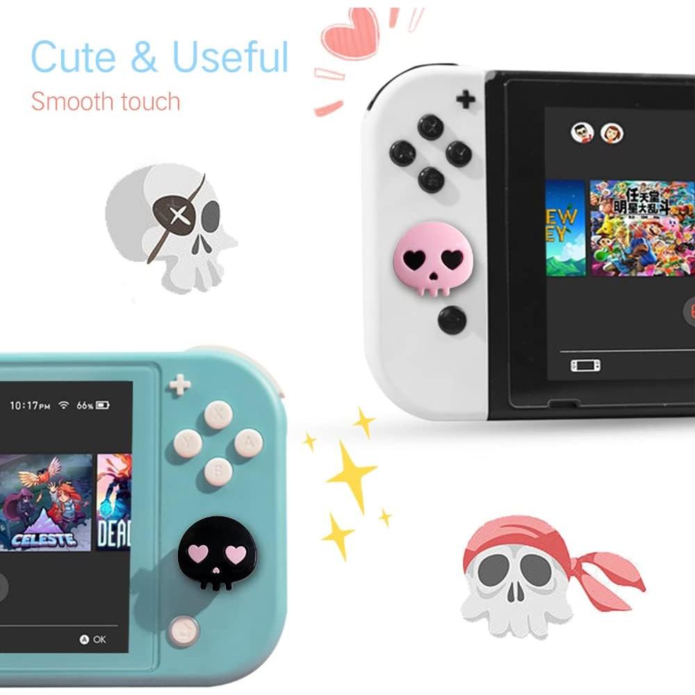 Tapas de Pulgar PERFECTSIGHT Calavera Rosa y Negra para Switch