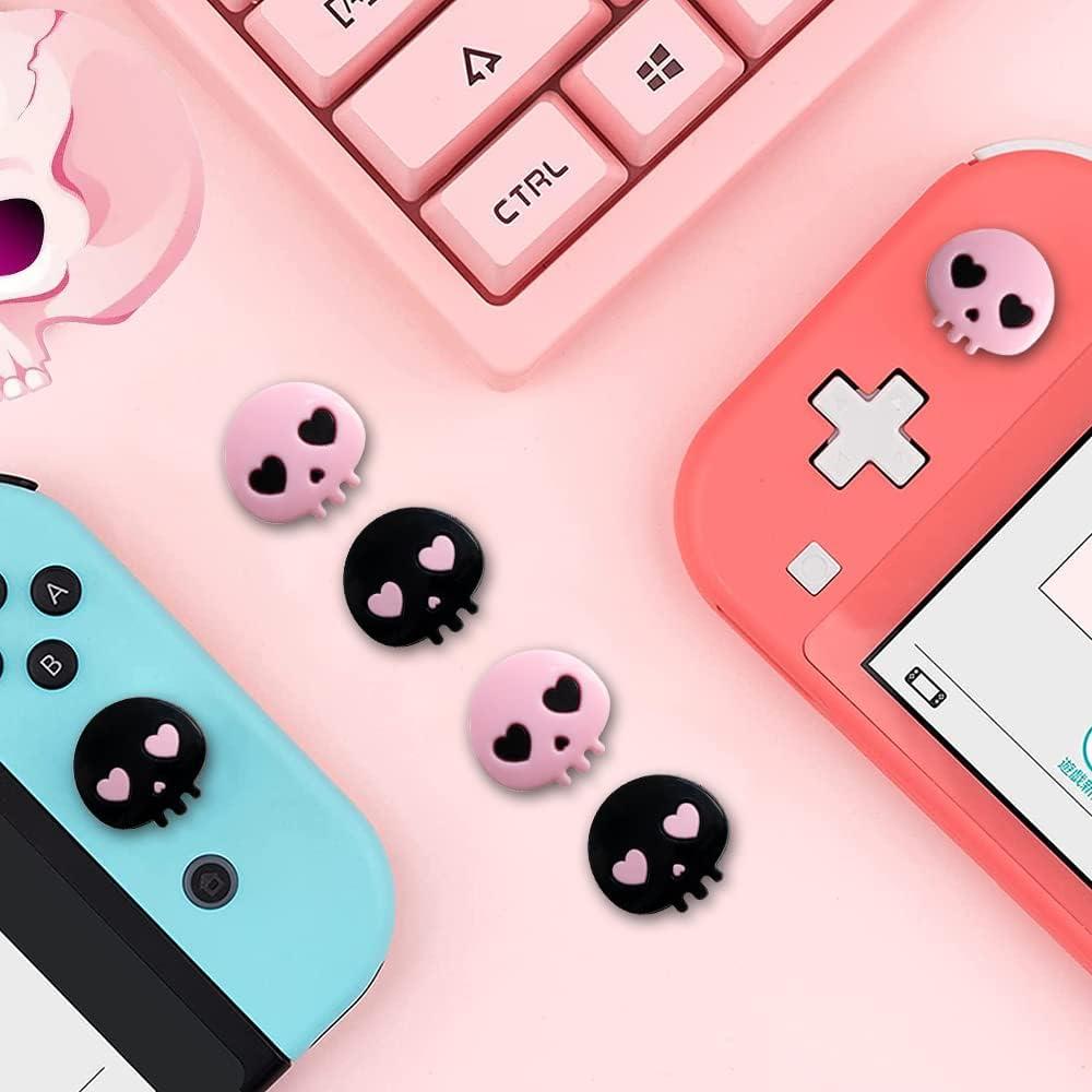 Tapas de Pulgar PERFECTSIGHT Calavera Rosa y Negra para Switch