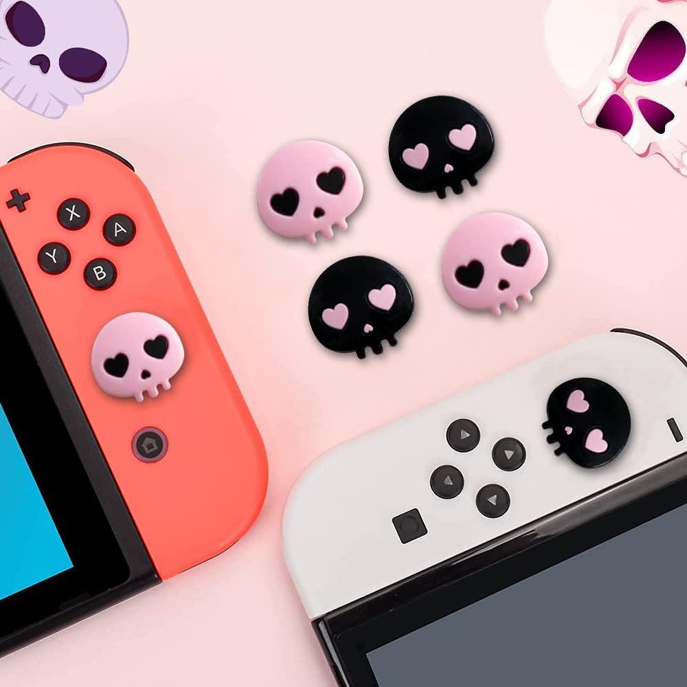 Tapas de Pulgar PERFECTSIGHT Calavera Rosa y Negra para Switch