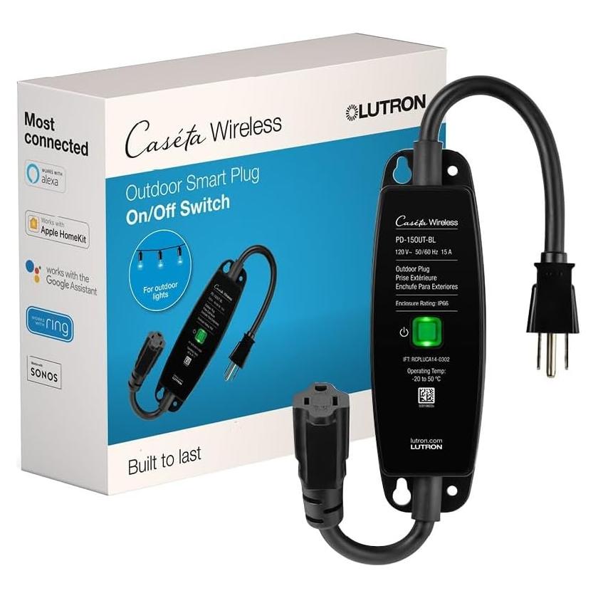 Enchufe Inteligente Exterior Lutron Caseta 15A IP66 Negro