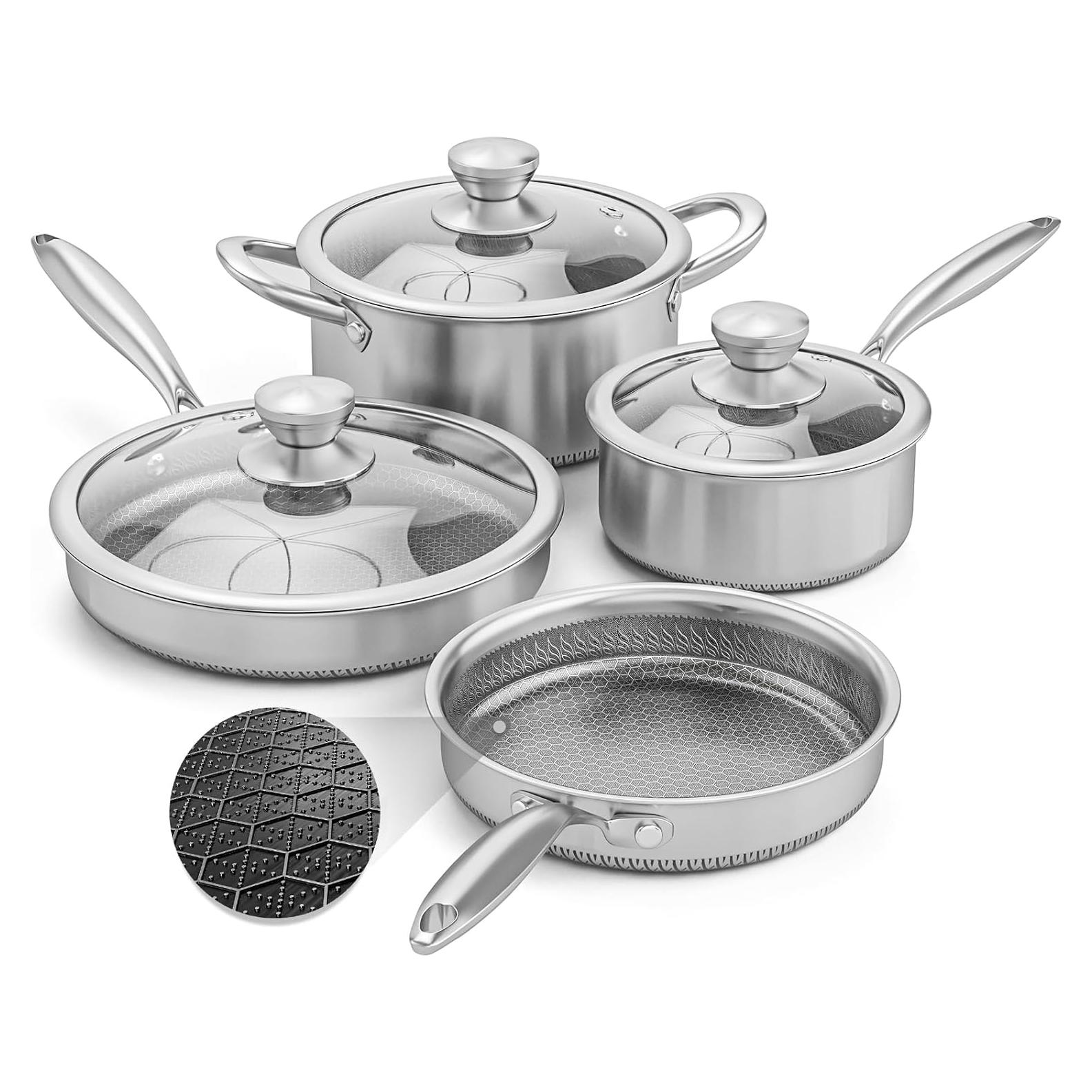 Juego de Ollas y Sartenes AufFranc 7 Piezas Acero Inoxidable