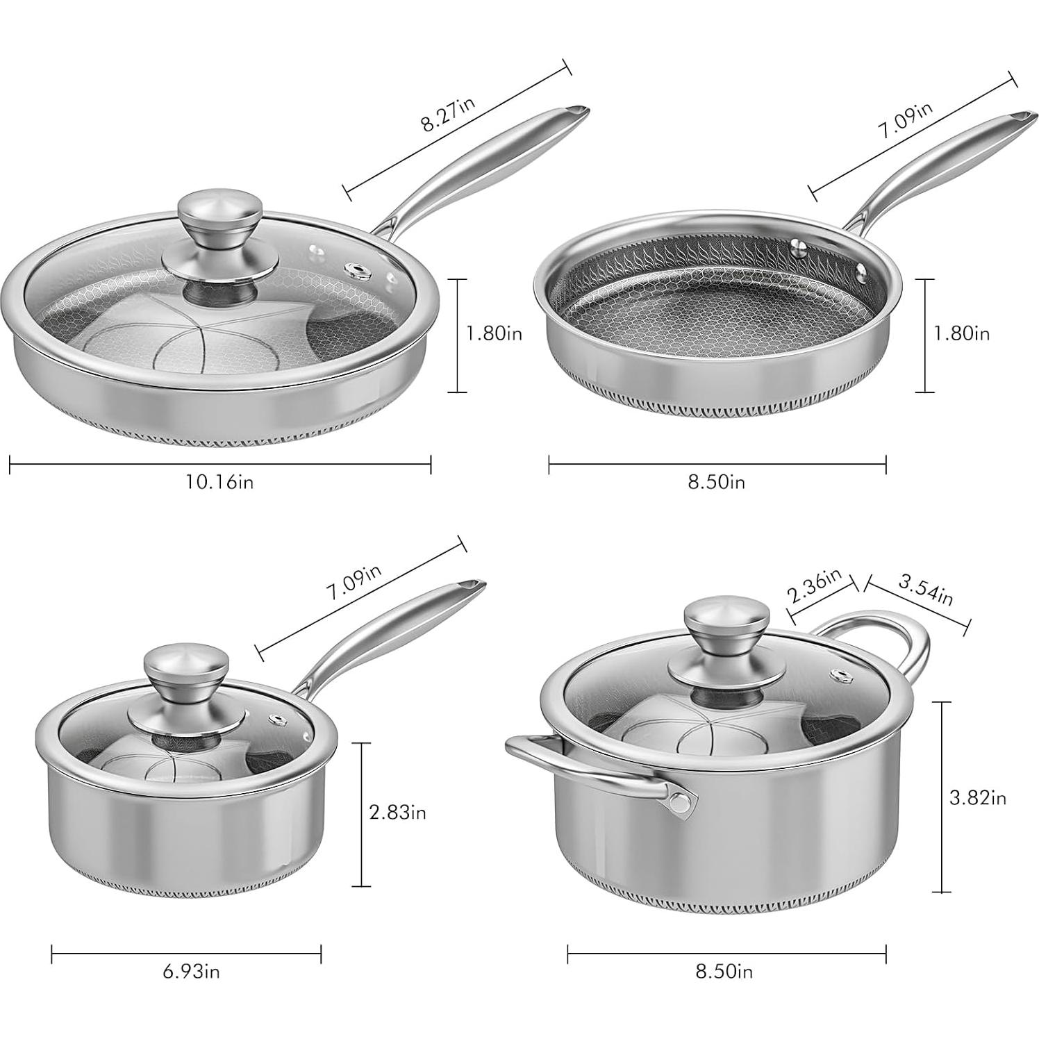 Juego de Ollas y Sartenes AufFranc 7 Piezas Acero Inoxidable