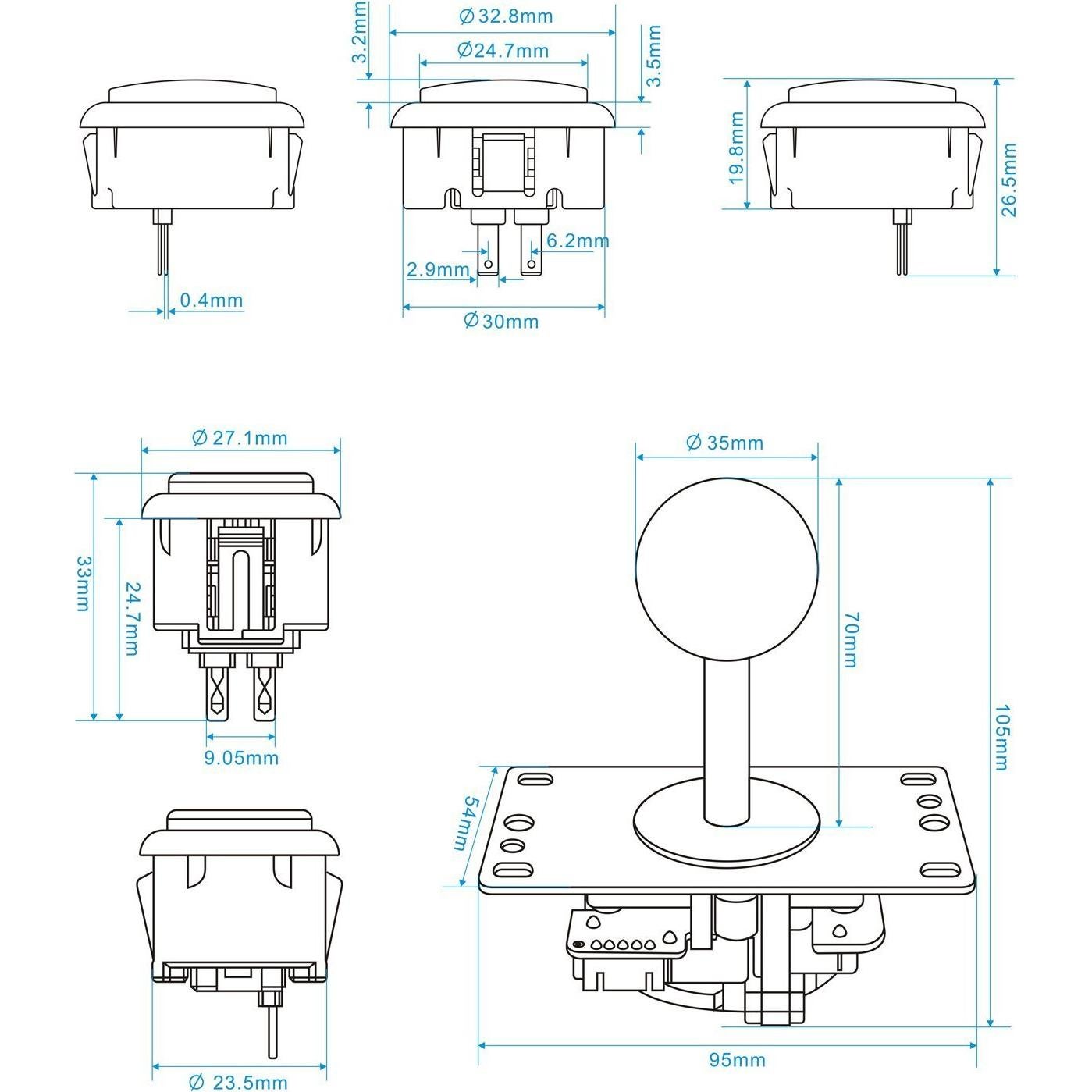 Controlador Arcade SJ@JX Joystick 4/8 Vías USB para PC
