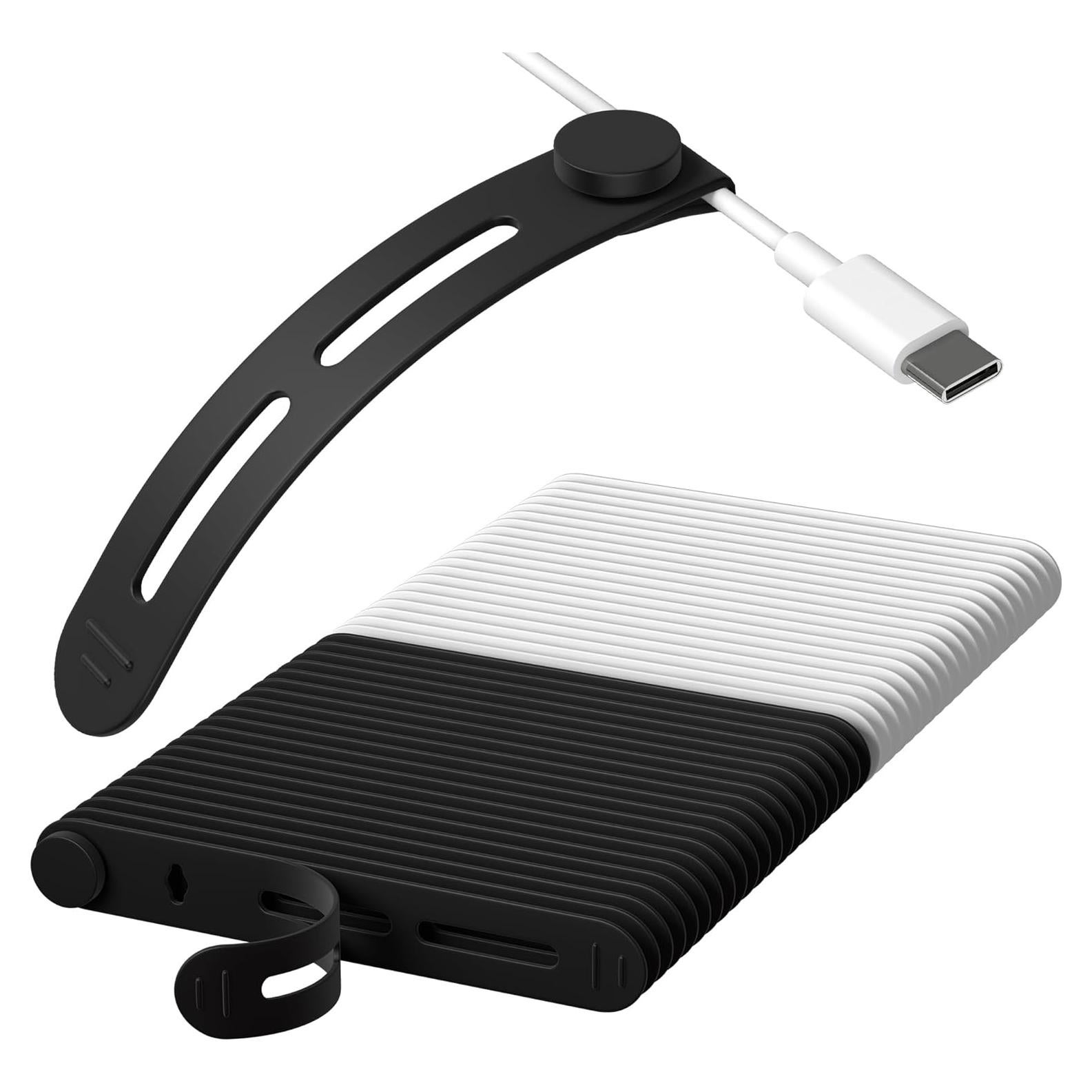 40 Bridas de Cable Nearockle Silicona Ajustables Blancas y Negras