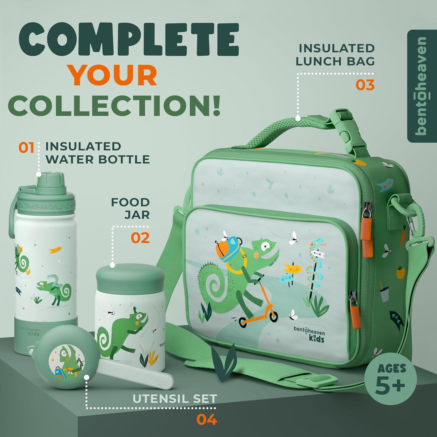 Botella de Agua Bentoheaven 0.5L Niños Verde 2 Tapas