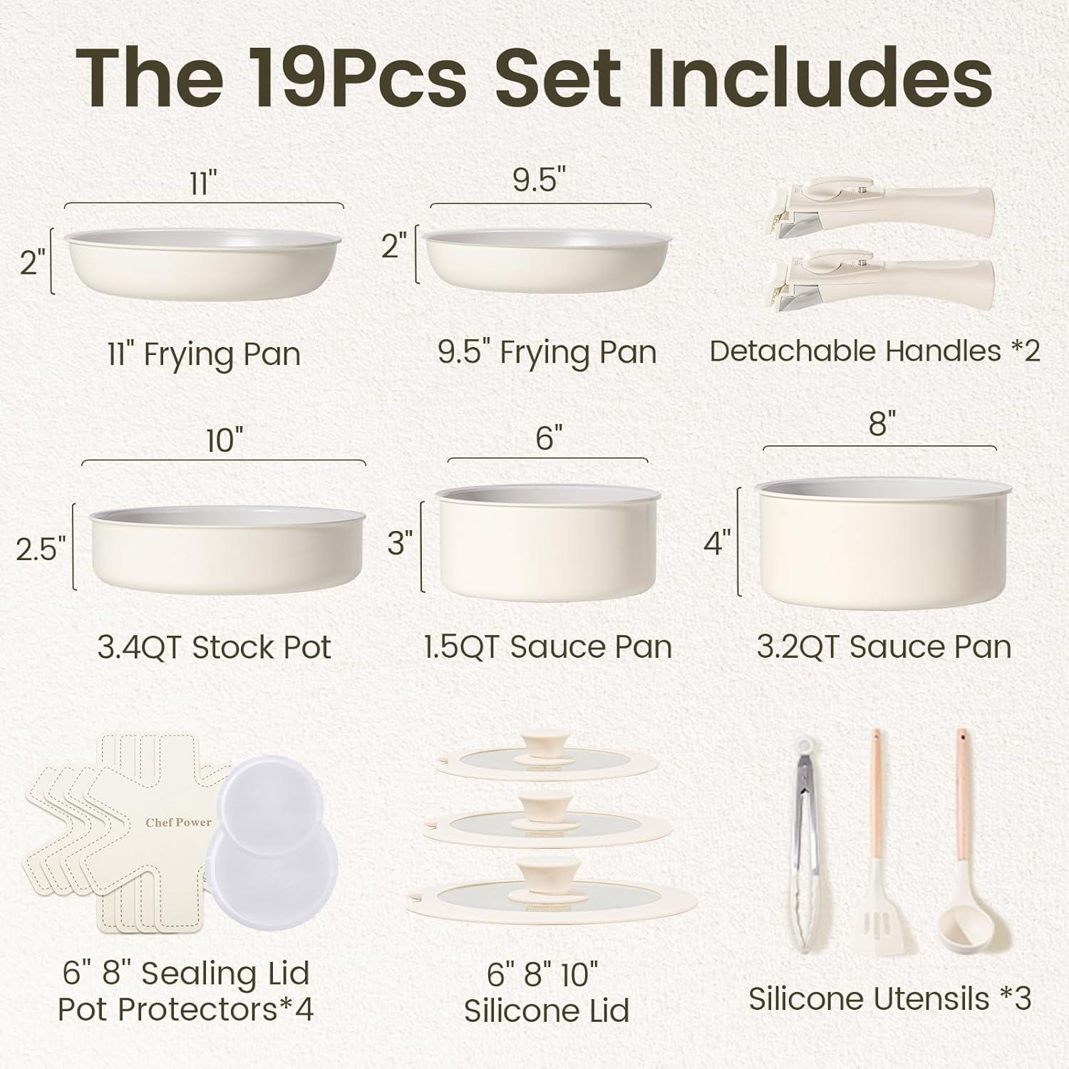 Juego de Ollas y Sartenes Chef Power 19 Piezas Antiadherente