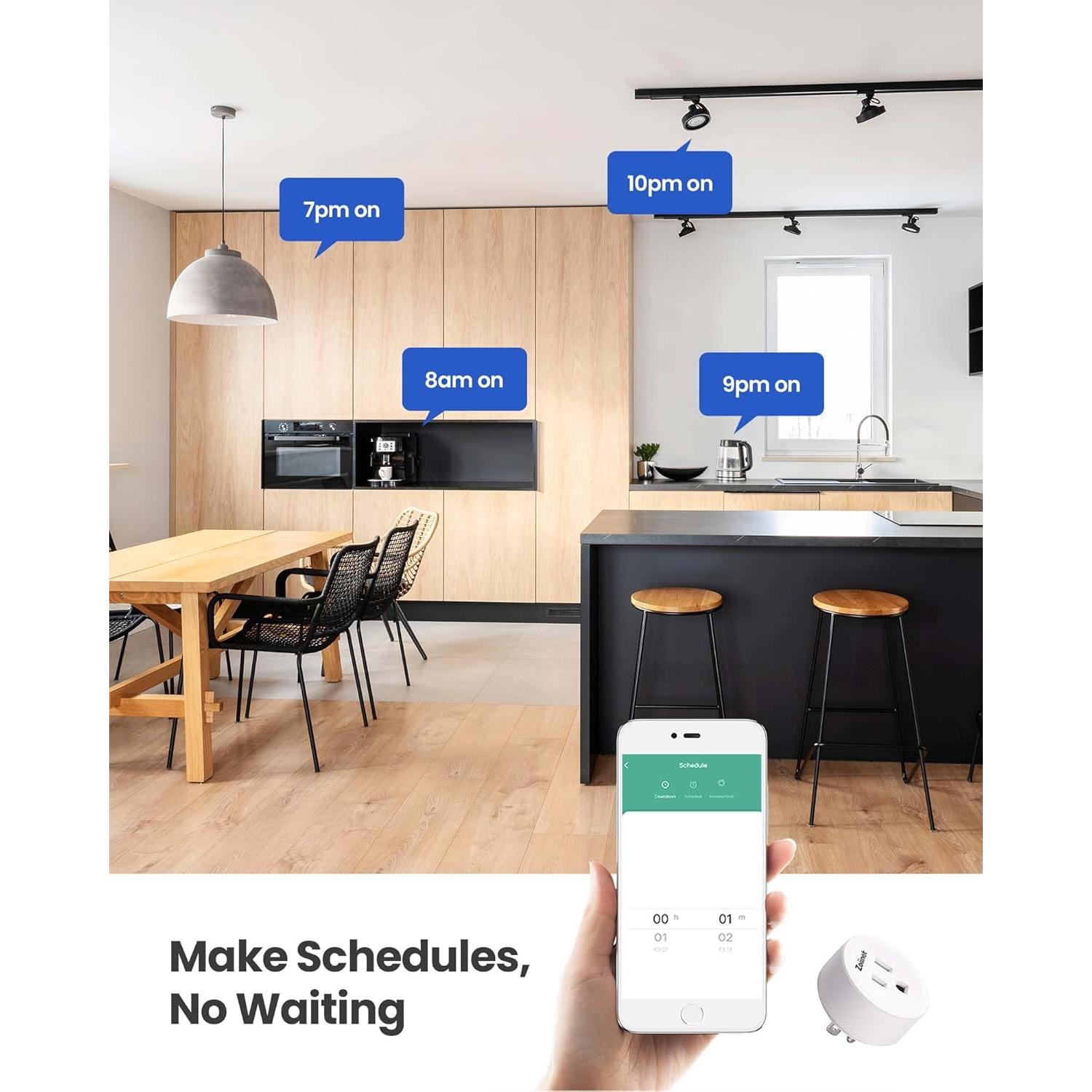 Enchufe Inteligente Zoiinet SW-AK1, Control por Voz y Temporizador