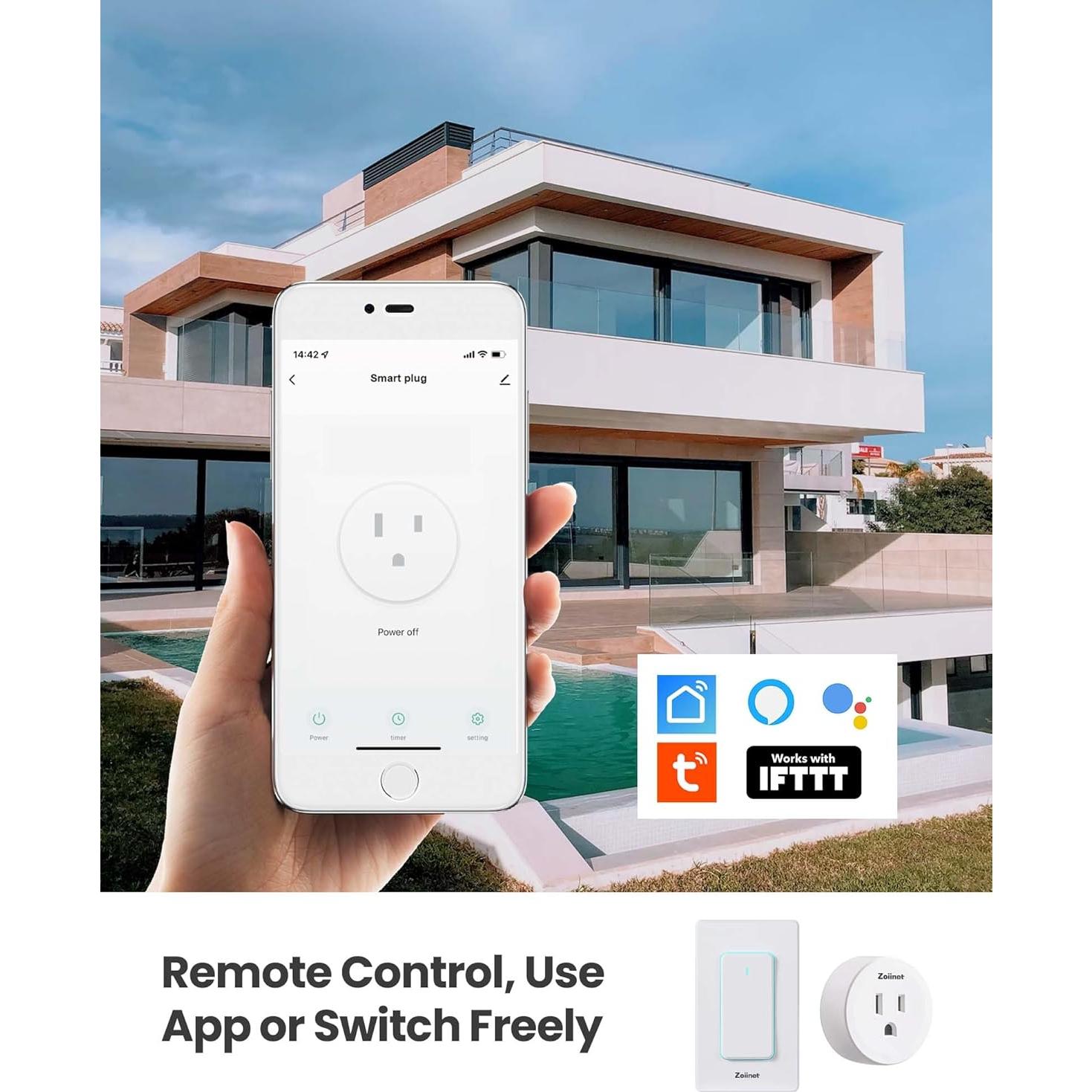 Enchufe Inteligente Zoiinet SW-AK1, Control por Voz y Temporizador