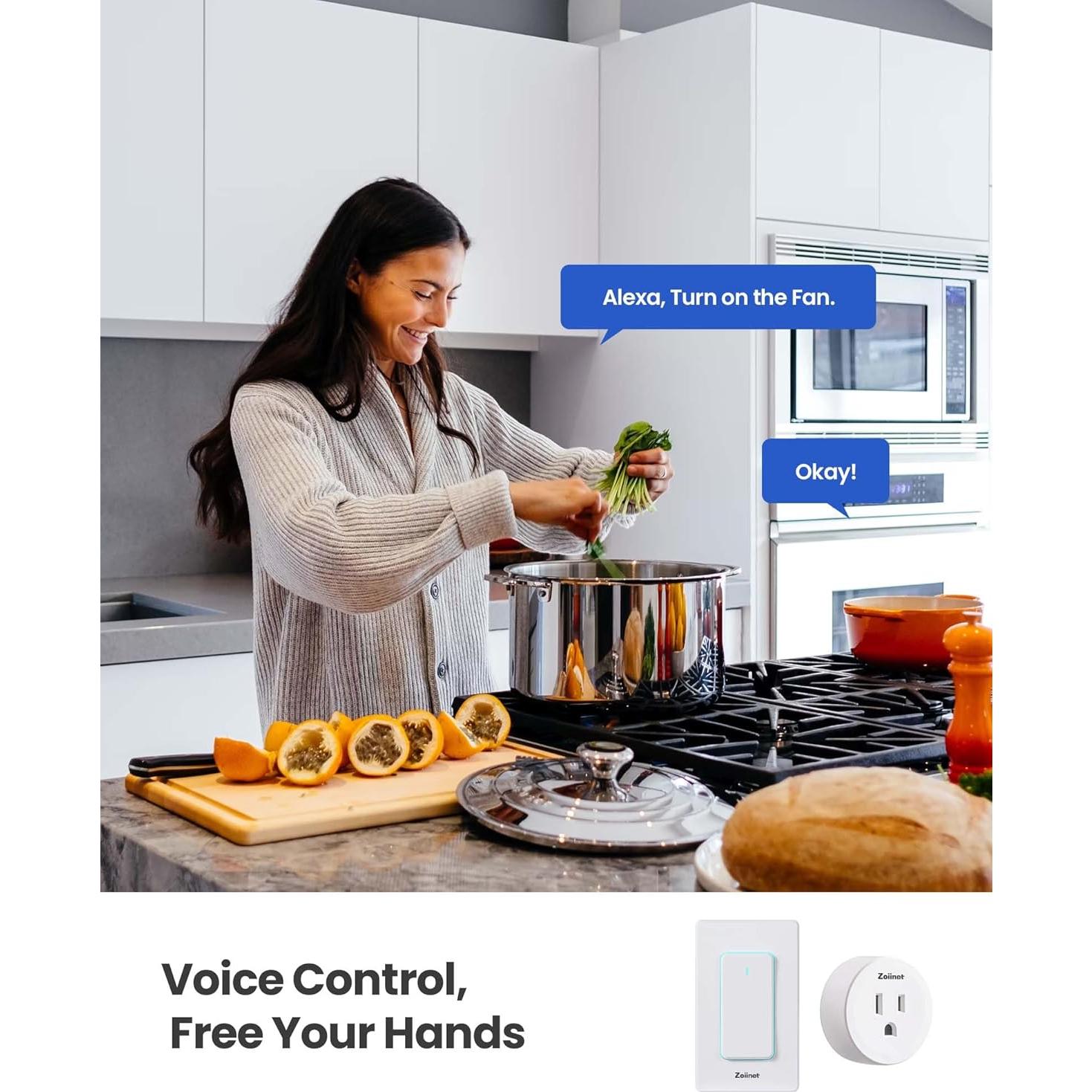 Enchufe Inteligente Zoiinet SW-AK1, Control por Voz y Temporizador