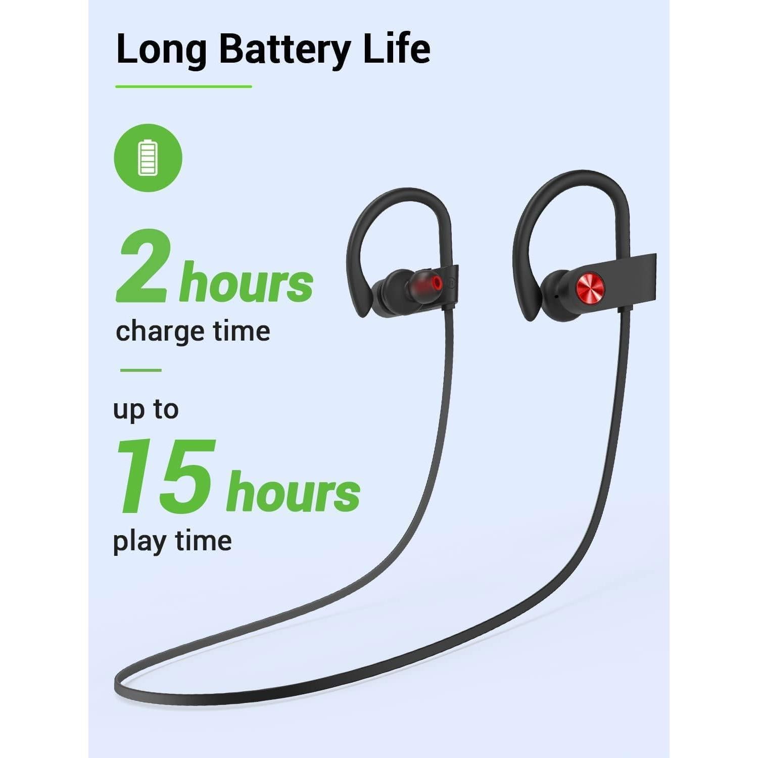 Auriculares Bluetooth Stiive U8I In-Ear IPX7 16h Negro/Rojo