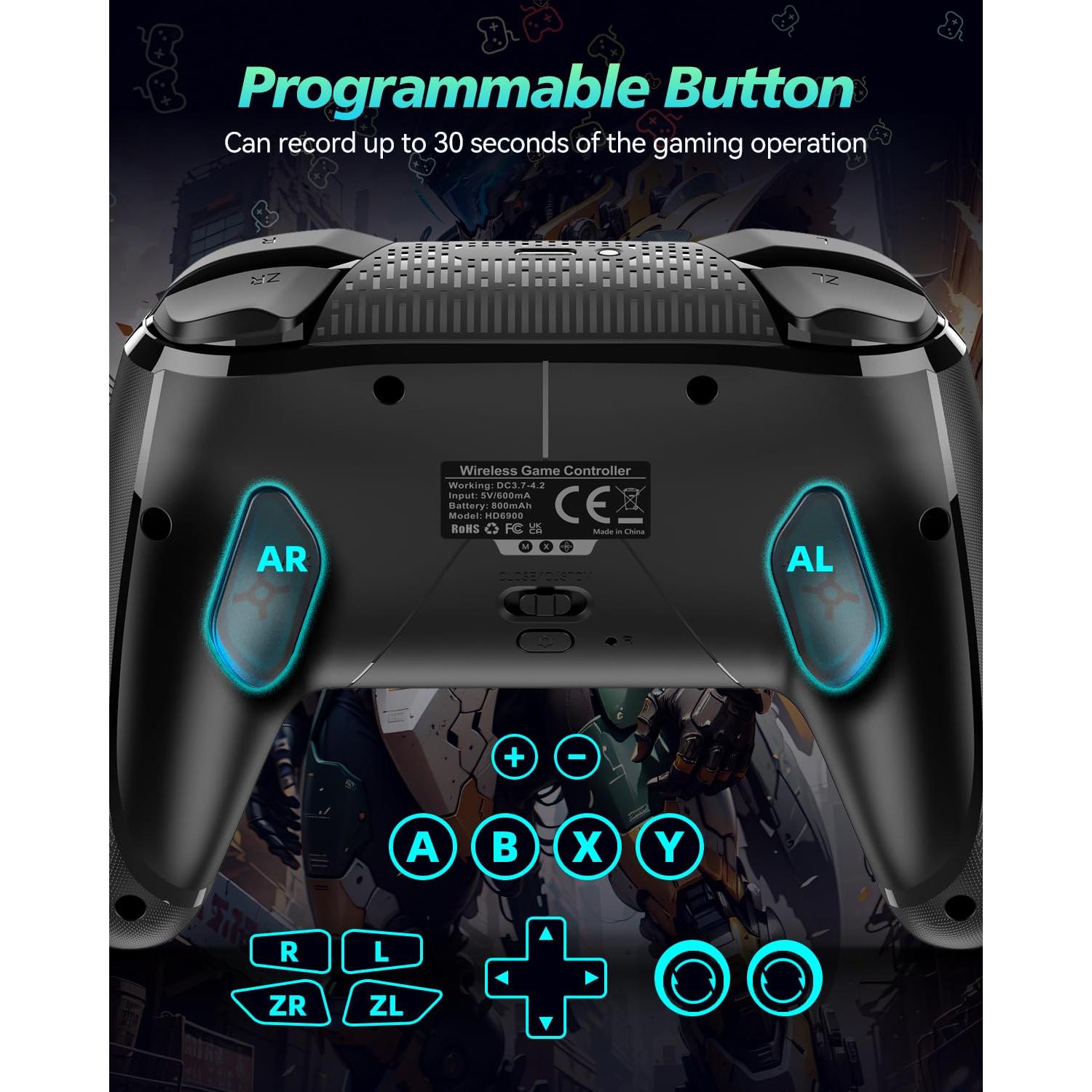 Controlador Inalámbrico GMBACK Bluetooth con Joysticks Hall