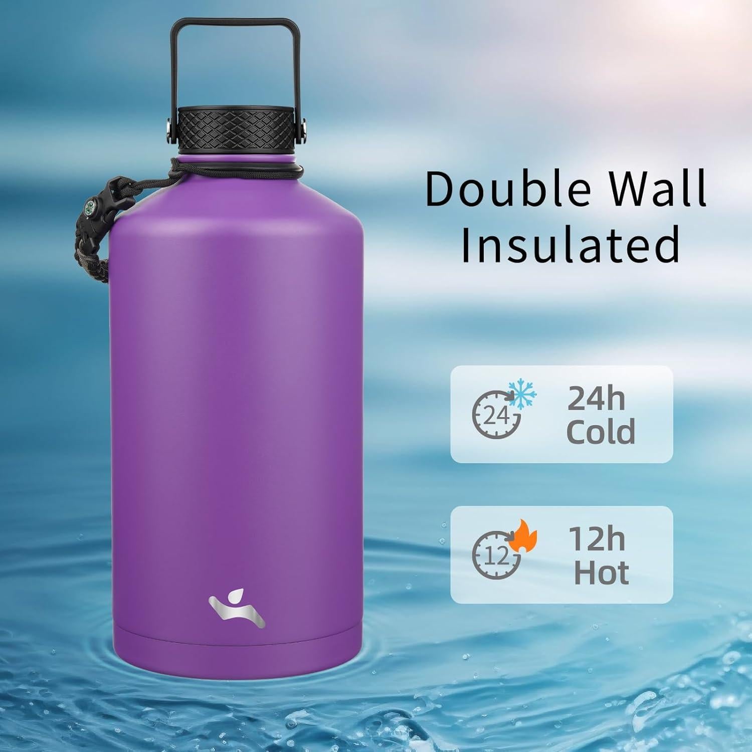 Botella de Agua Aislada Konokyo 3L con Pajilla y Mango