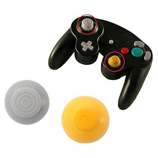 2 Tapas de Pulgar para Joystick Analógico NGC Gamecube Amarillo y Gris